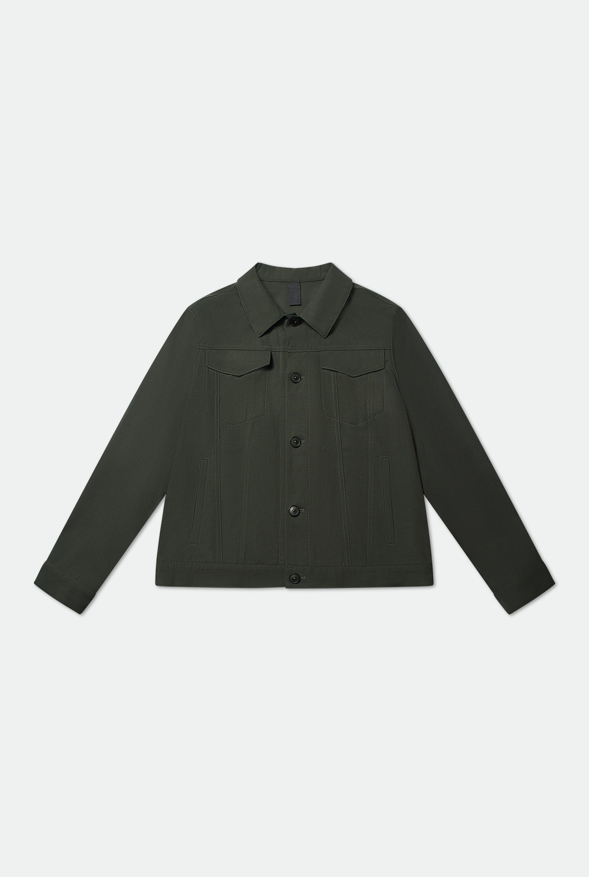 Casely Hayford Axel Misty Olive Trucker Jacket, product image. 