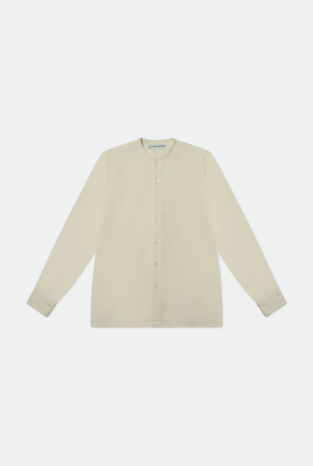 Casely-Hayford Pelle Collarless Shirt, Ivory Corduroy.