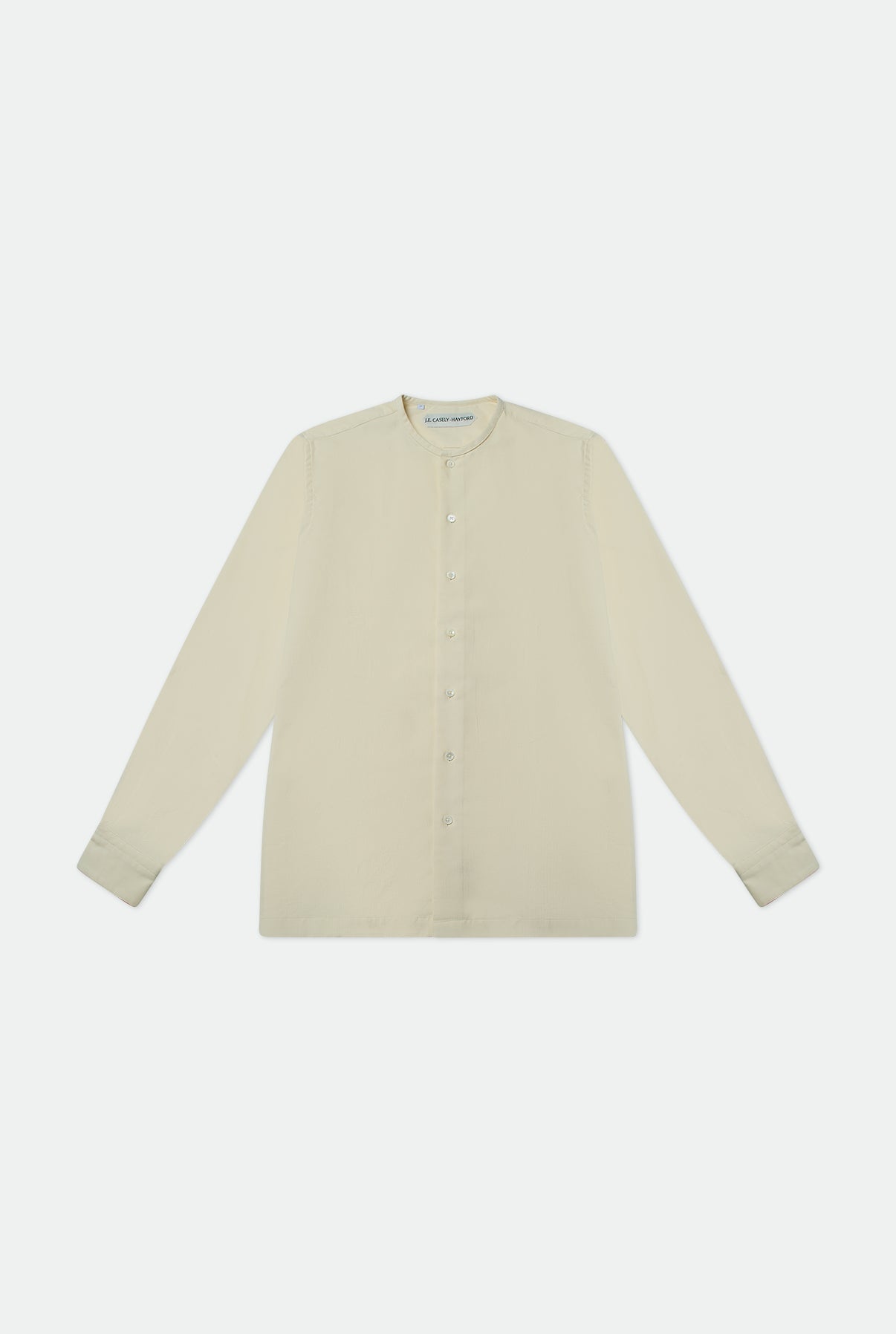 Casely-Hayford Pelle Collarless Shirt, Ivory Corduroy.