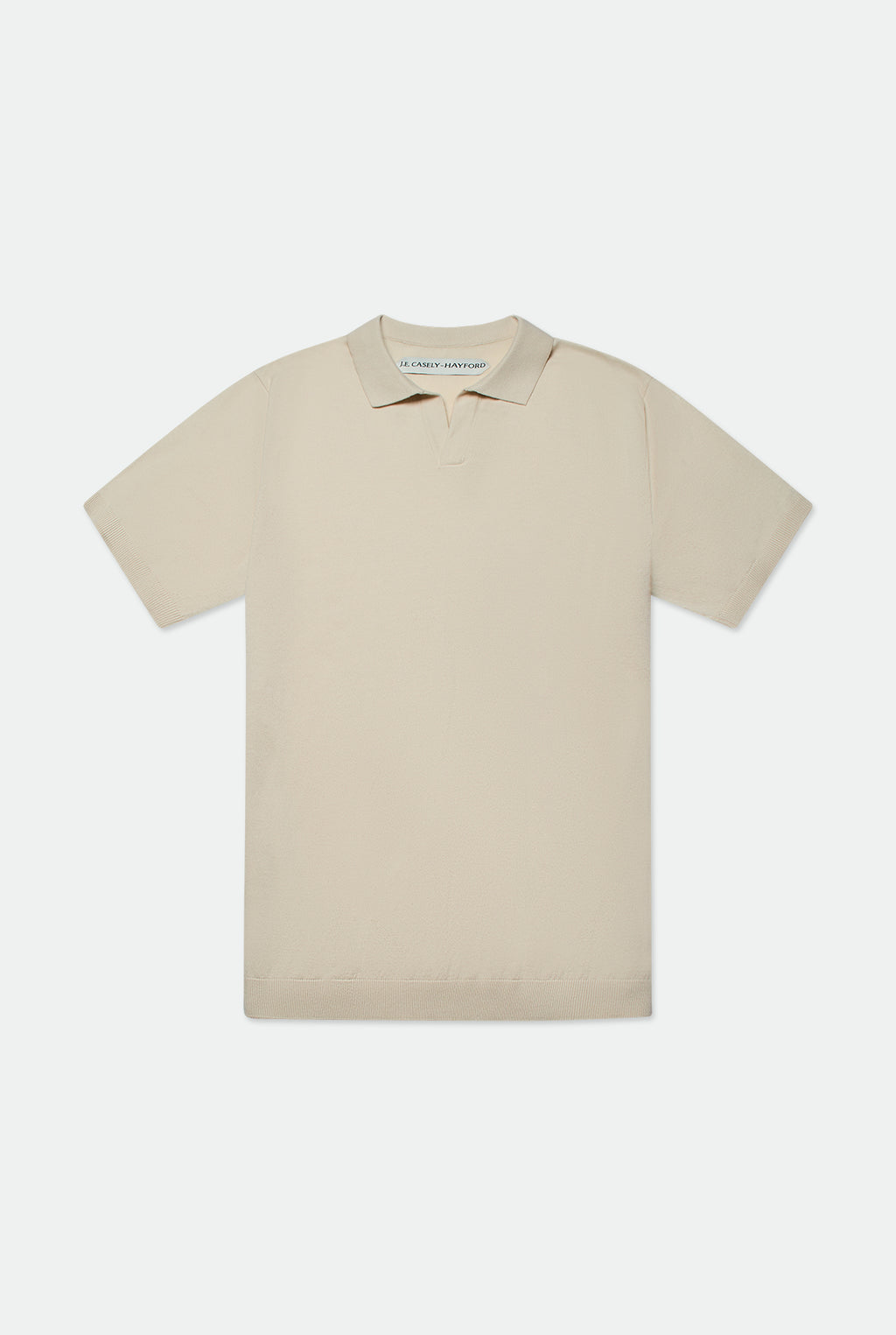Casely-Hayford Joel Honeycomb Sand Open Buttonless Placket Polo.