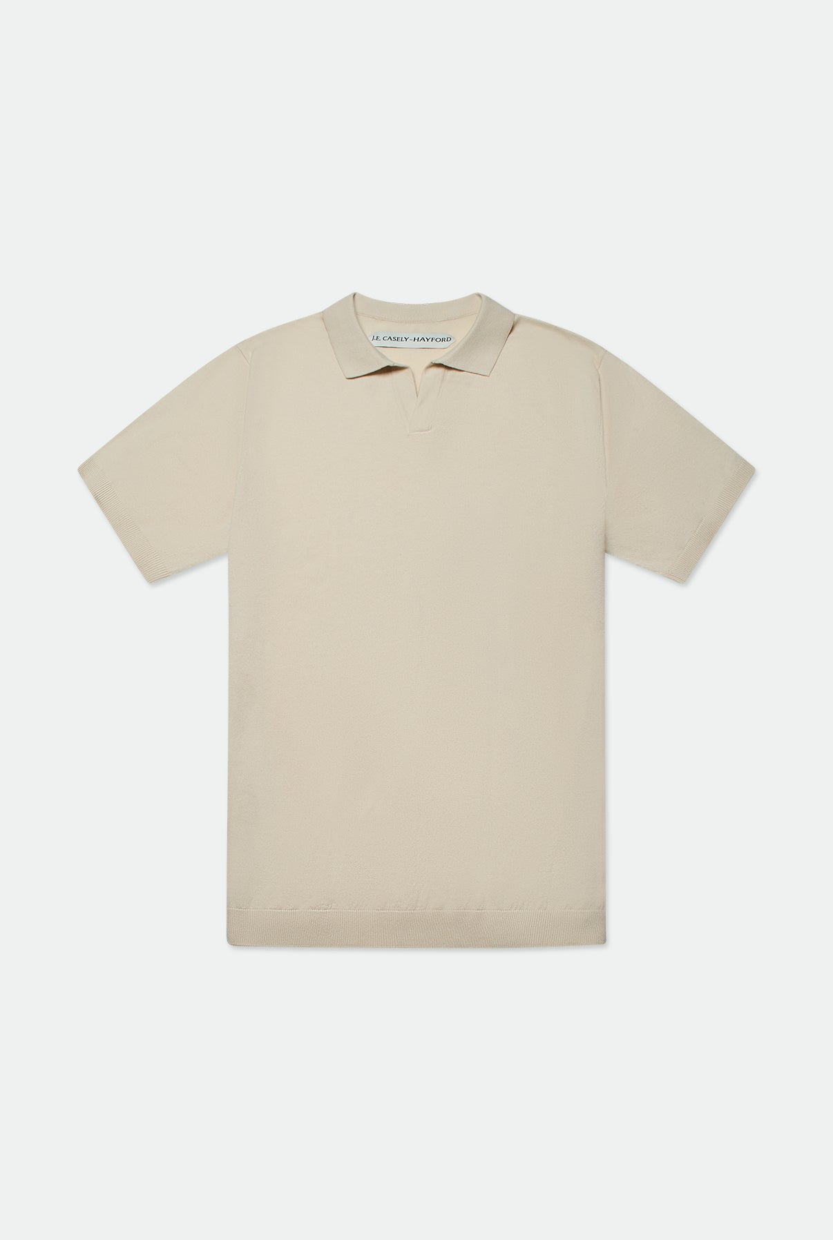 Casely-Hayford Joel Honeycomb Sand Open Buttonless Placket Polo.