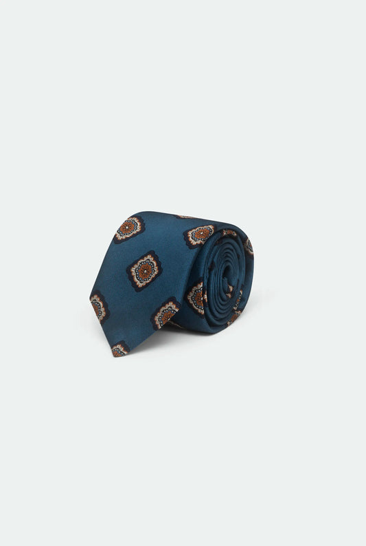 Italian Teal Jacquard Silk Satin Tie