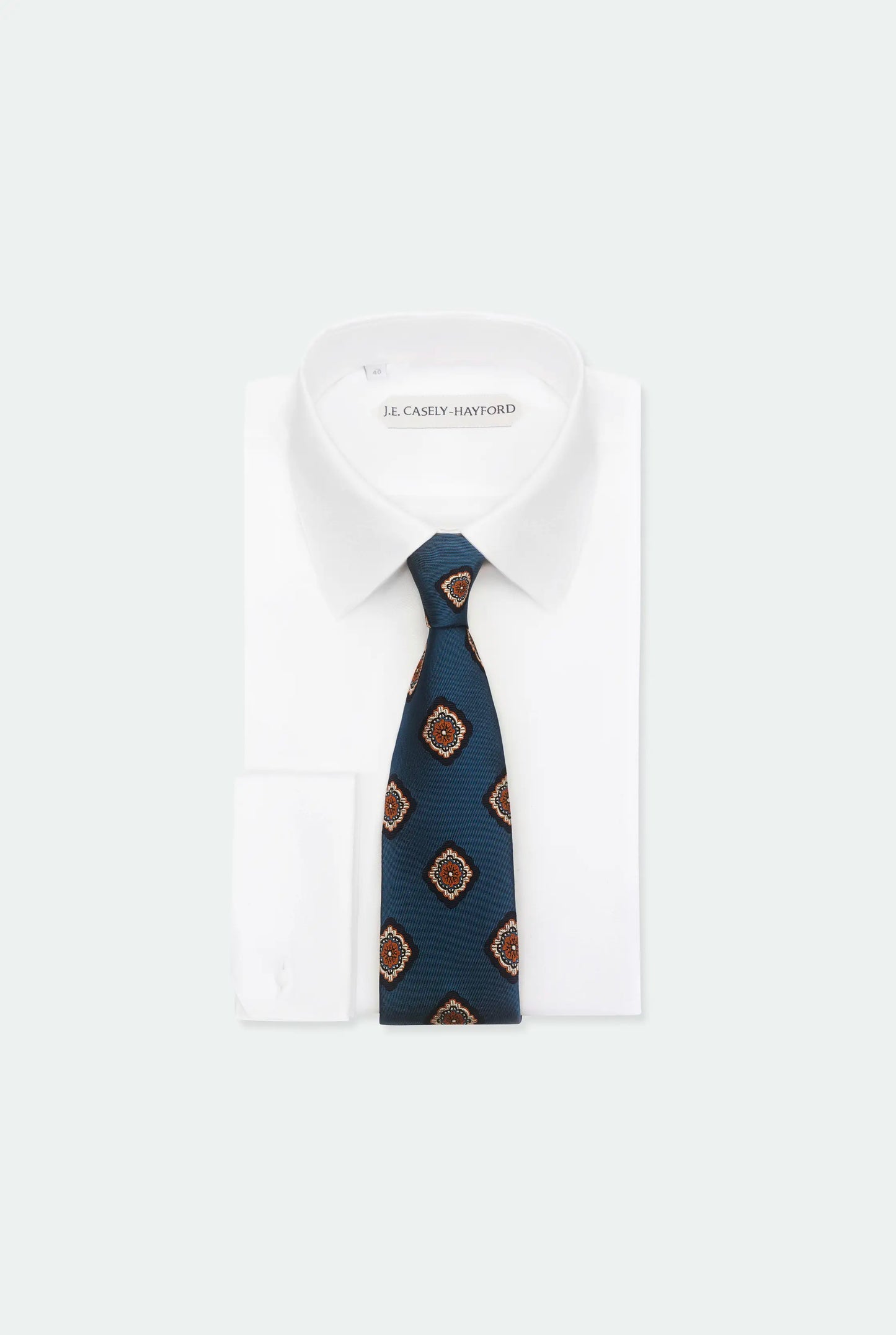 Italian Teal Jacquard Silk Satin Tie