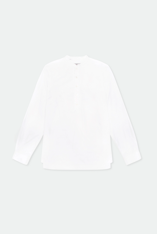 Tyler White Collarless Cotton Shirt