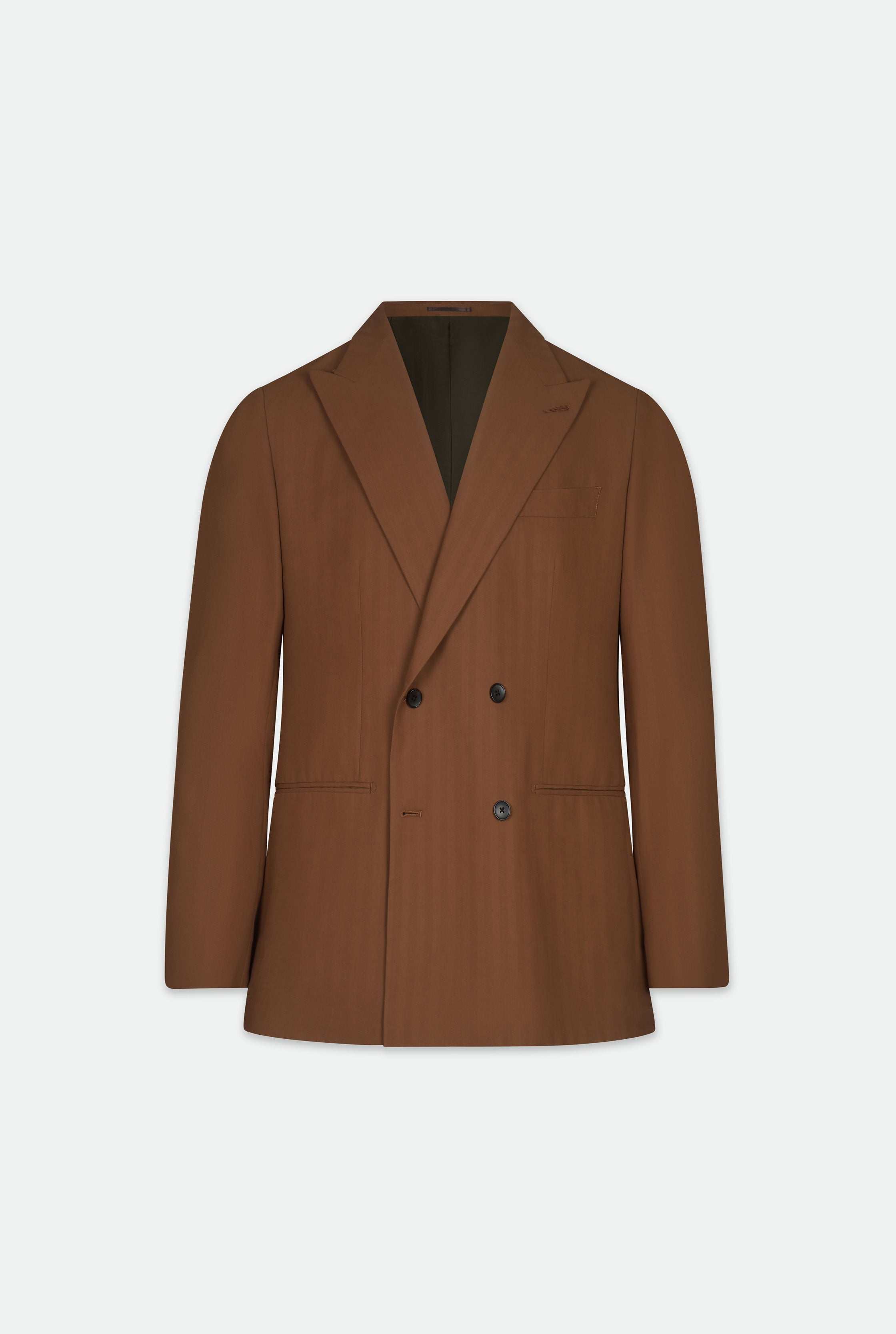 Isaac Tobacco Double Breasted Peak Lapel Suit