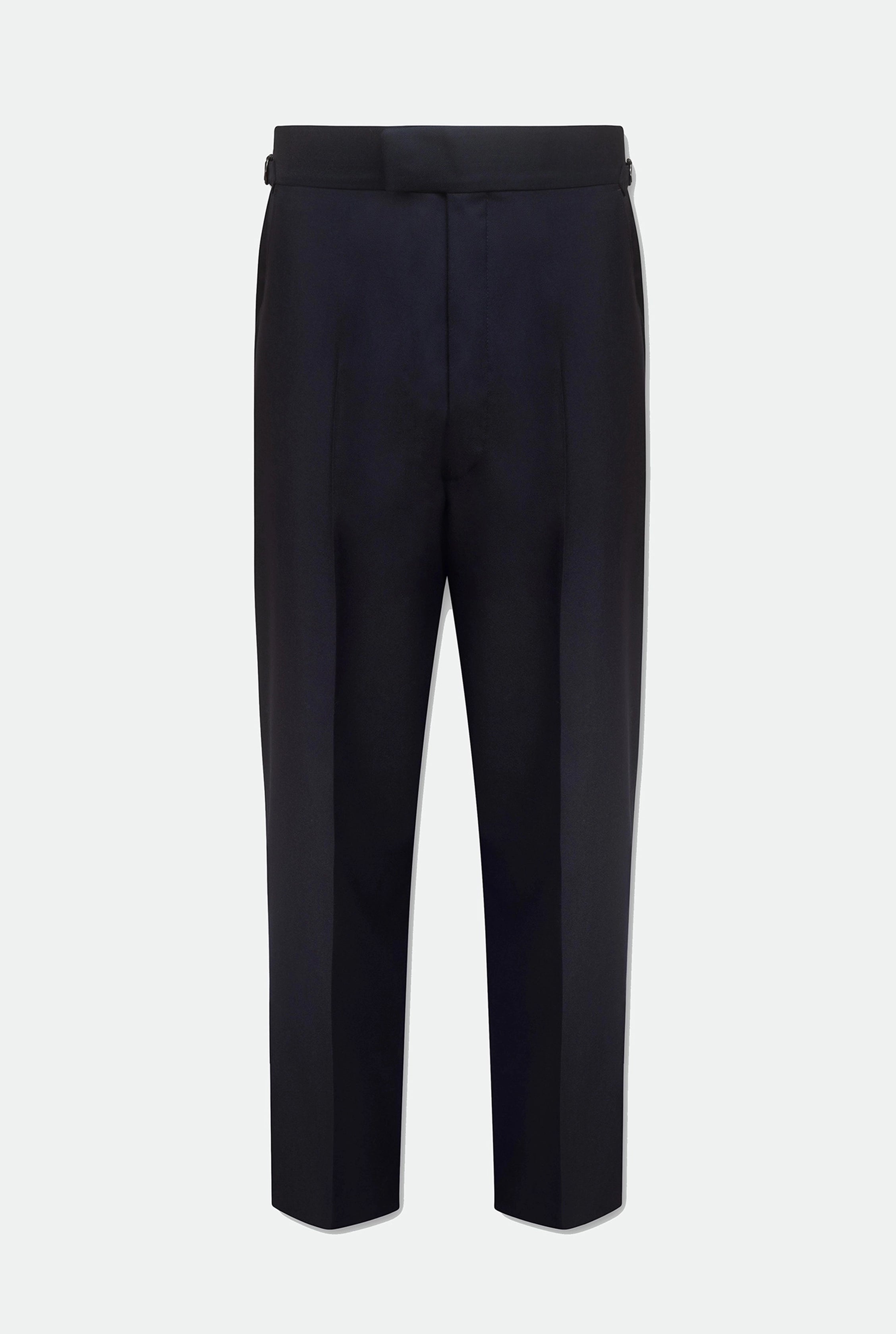 Fidel Navy Hopsack Wide Straight Leg Trouser
