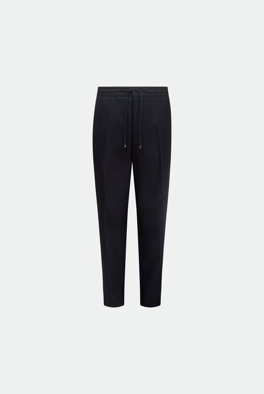 Eames Navy Yorkshire Drawstring Wool Trousers