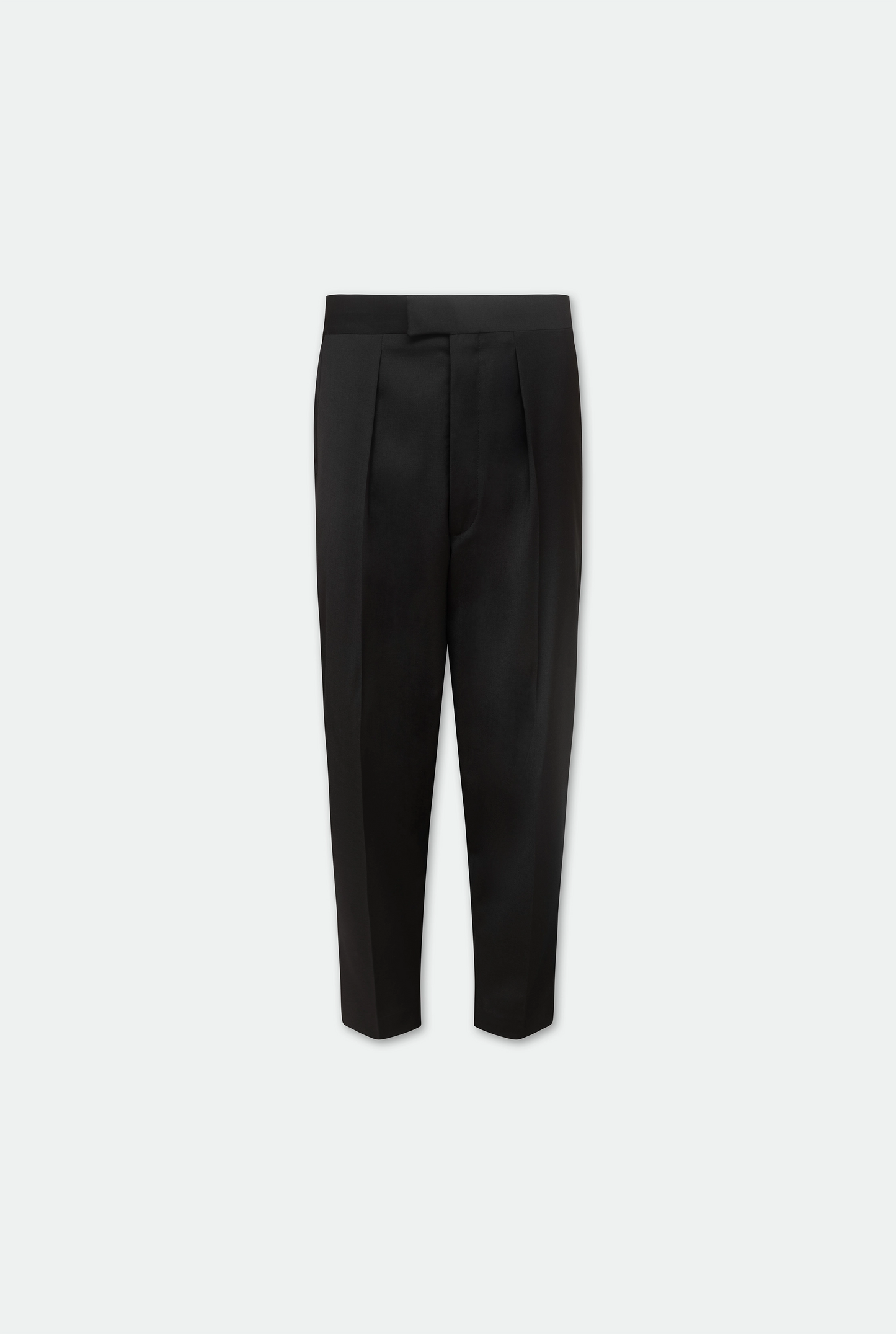 Ezra Black Fresco Relaxed Tapered Leg Wool Trousers