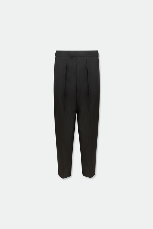 Ezra Anthracite Fresco Relaxed Tapered Leg Wool Trousers