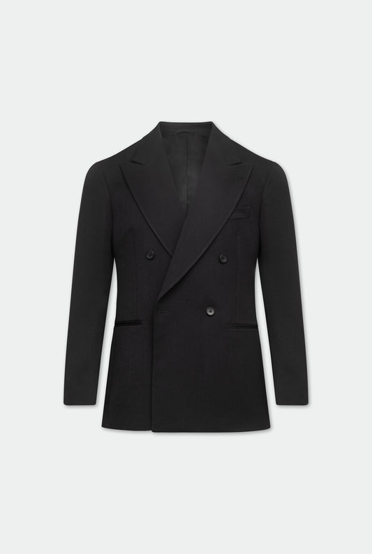 Yinka Black Double Breasted Two Piece Wool Suit