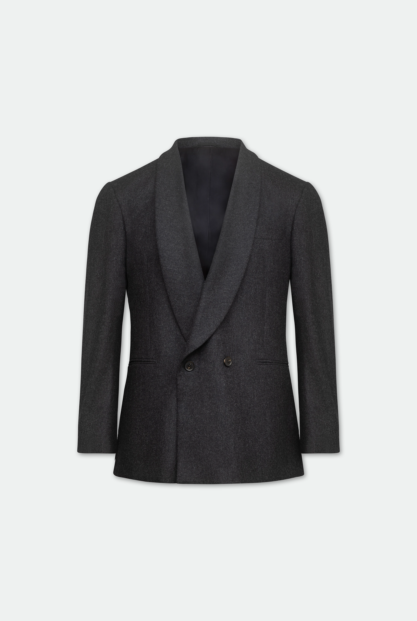 Sampha Charcoal Double Breasted Shawl Wool Blazer