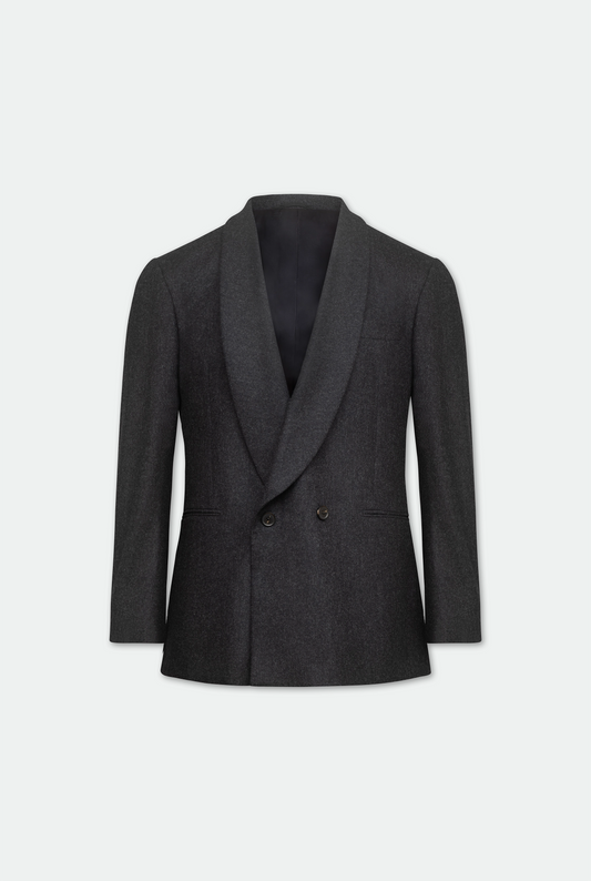 Sampha Charcoal Double Breasted Shawl Wool Blazer