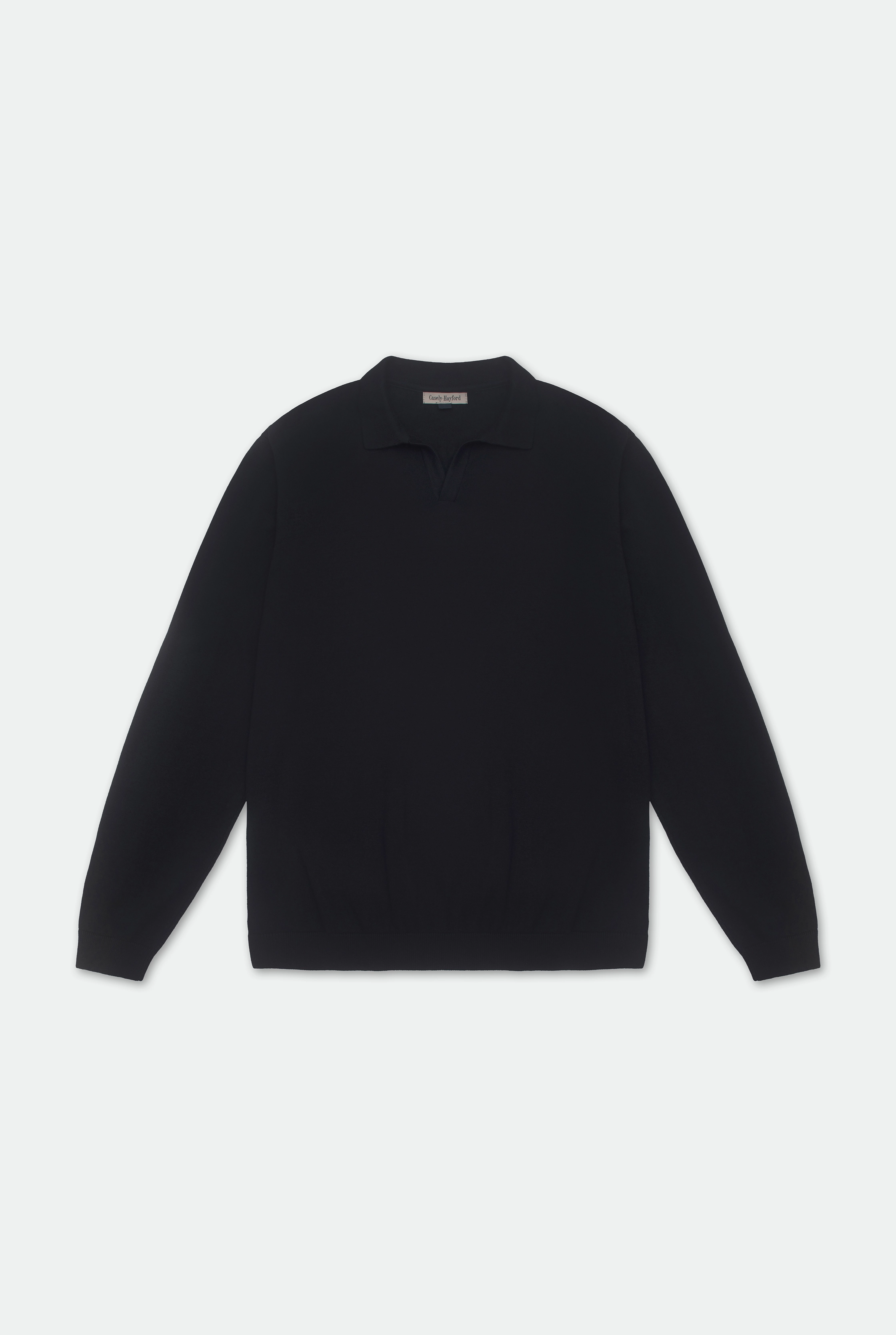 Casely-Hayford Caleb Navy Open Placket Knitted Polo Shirt, product image.