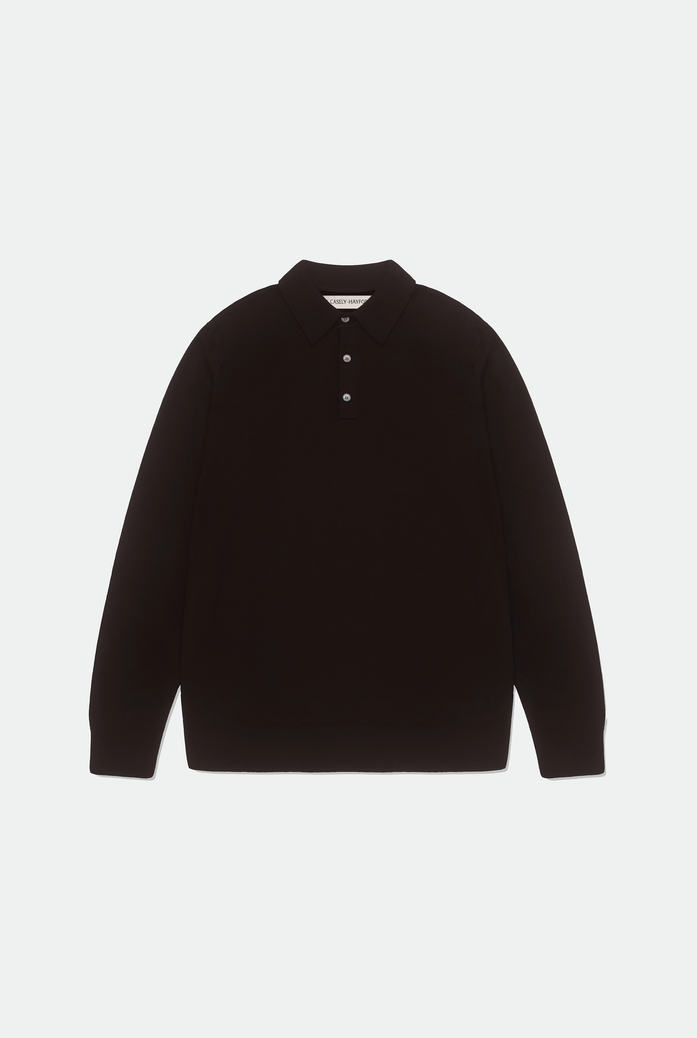 Casely-Hayford Leo Brown Knitted Merino Wool Polo Shirt, product image. 