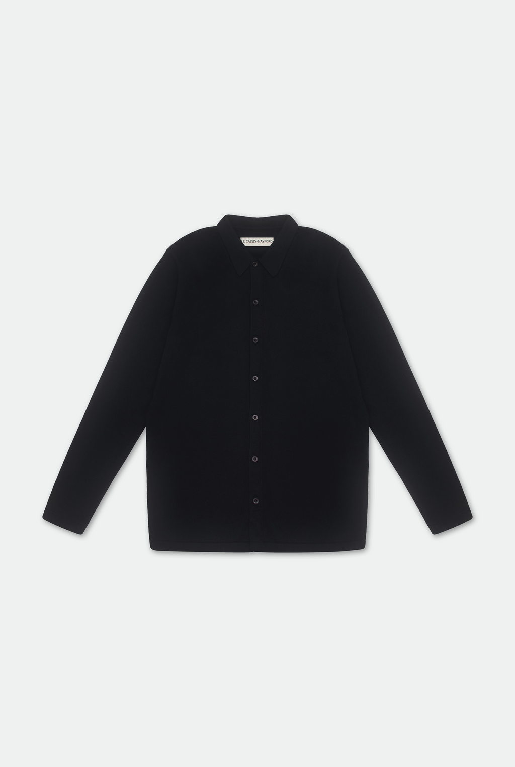 Casely-Hayford Aksel Navy Button Through Knitted Polo Cotton Shirt, product image. 