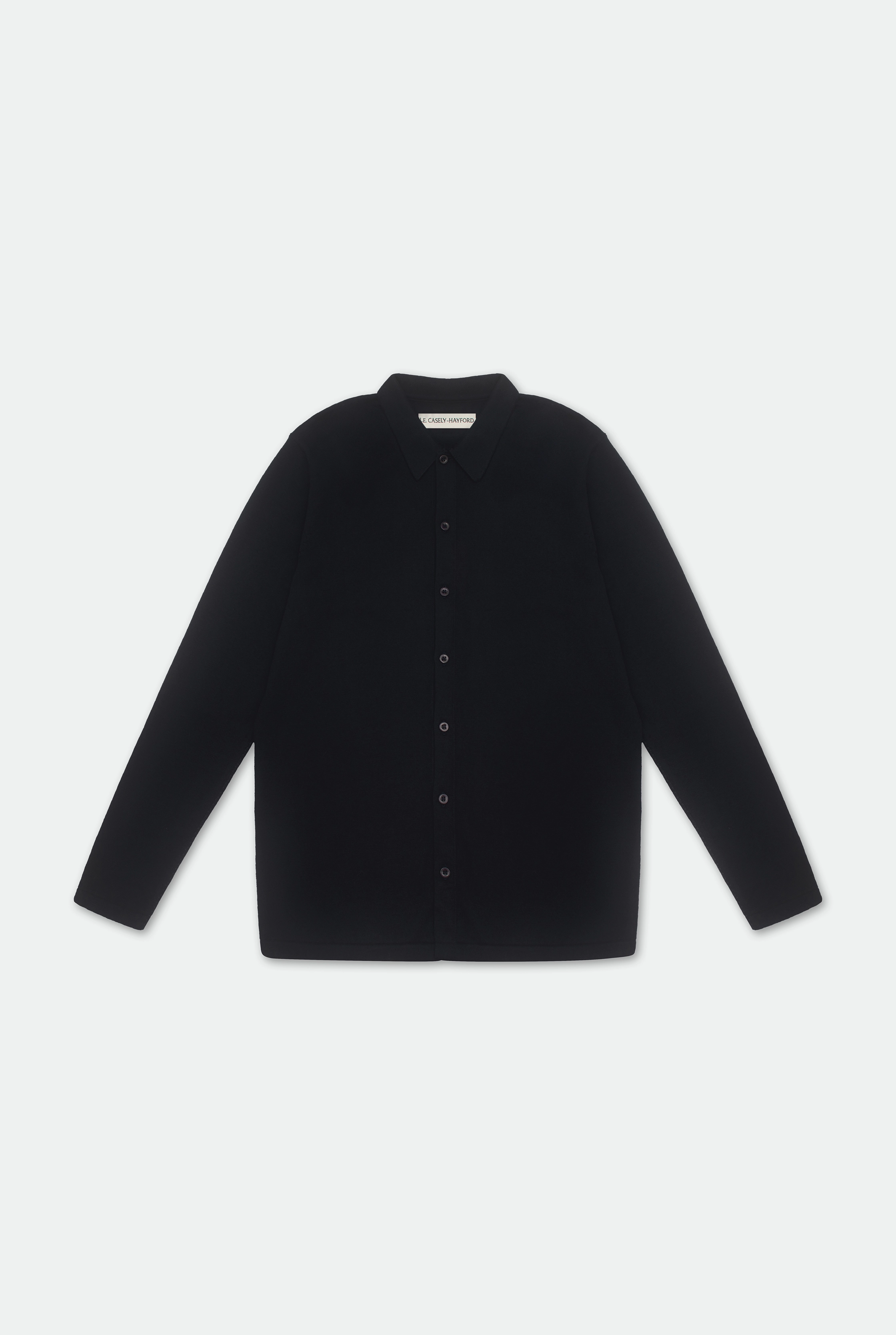 Casely-Hayford Aksel Navy Button Through Knitted Polo Cotton Shirt, product image. 