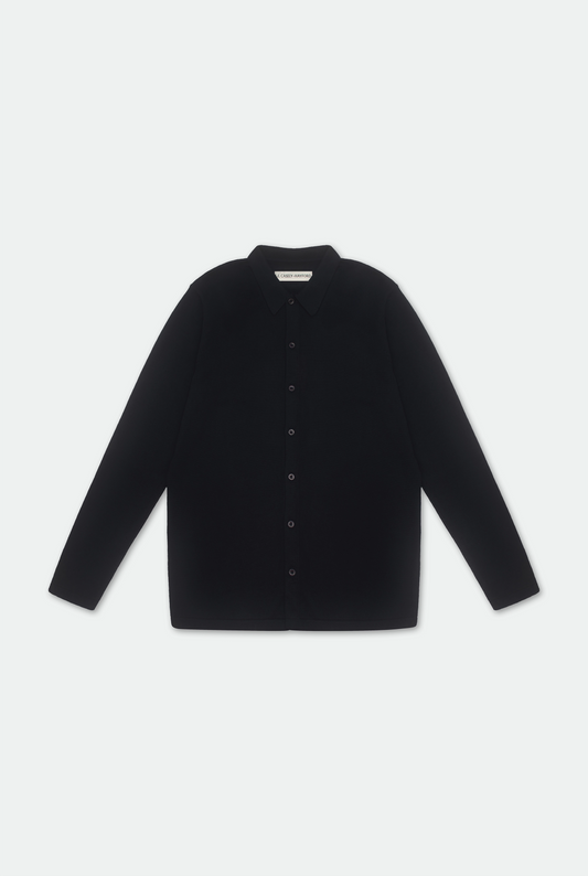 Aksel Navy Button Through Knitted Polo Cotton Shirt