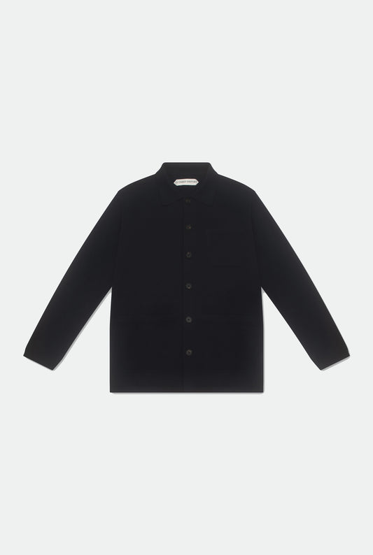 Travis Navy Patch Pocket Knitted Work Shirt