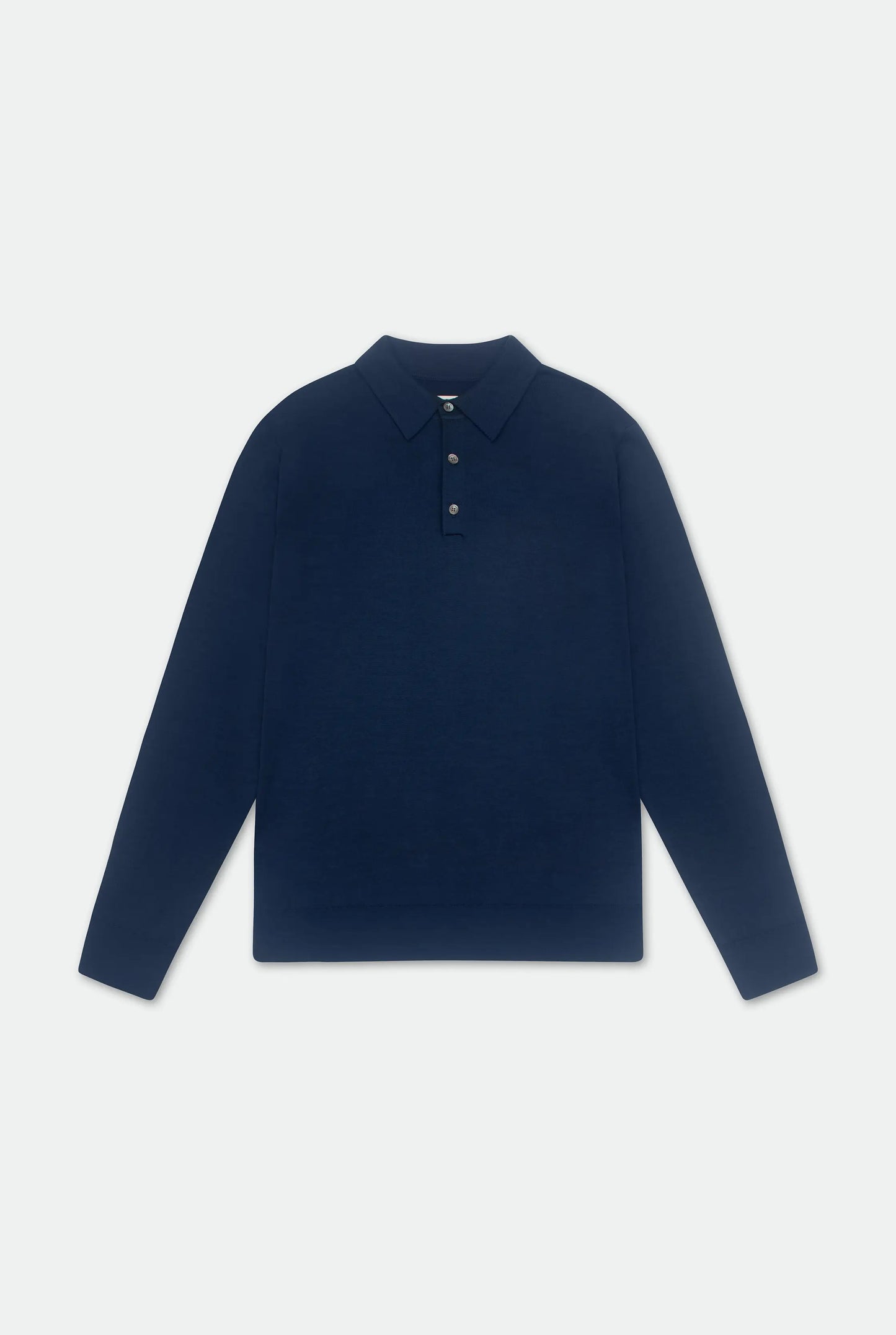 Leo Air Force Blue Knitted Polo Merino Wool Shirt