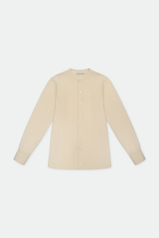 Pelle Collarless Shirt, Ivory Corduroy