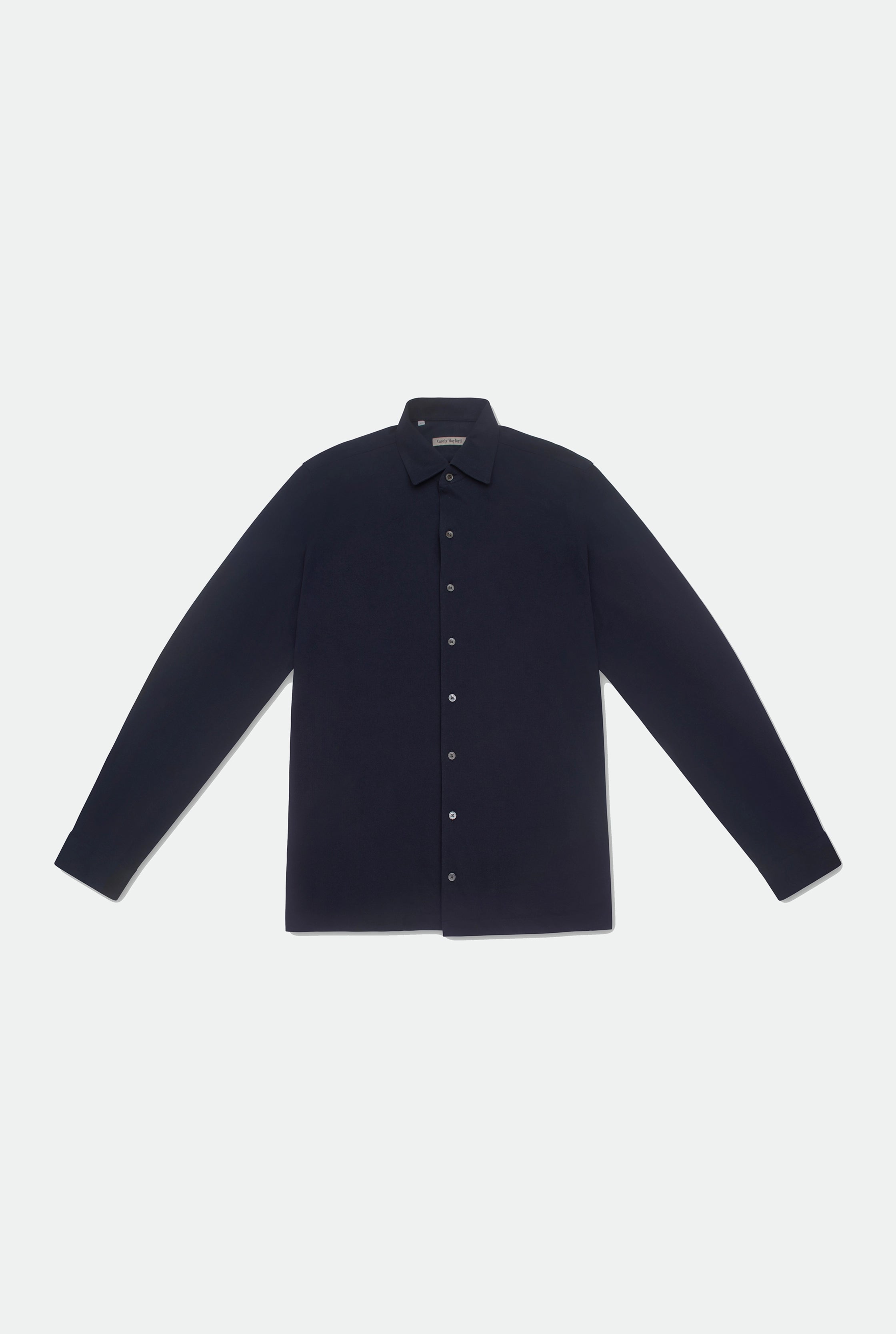 Casely-Hayford Jesper Navy One Piece Collar Pique Shirt, product image.