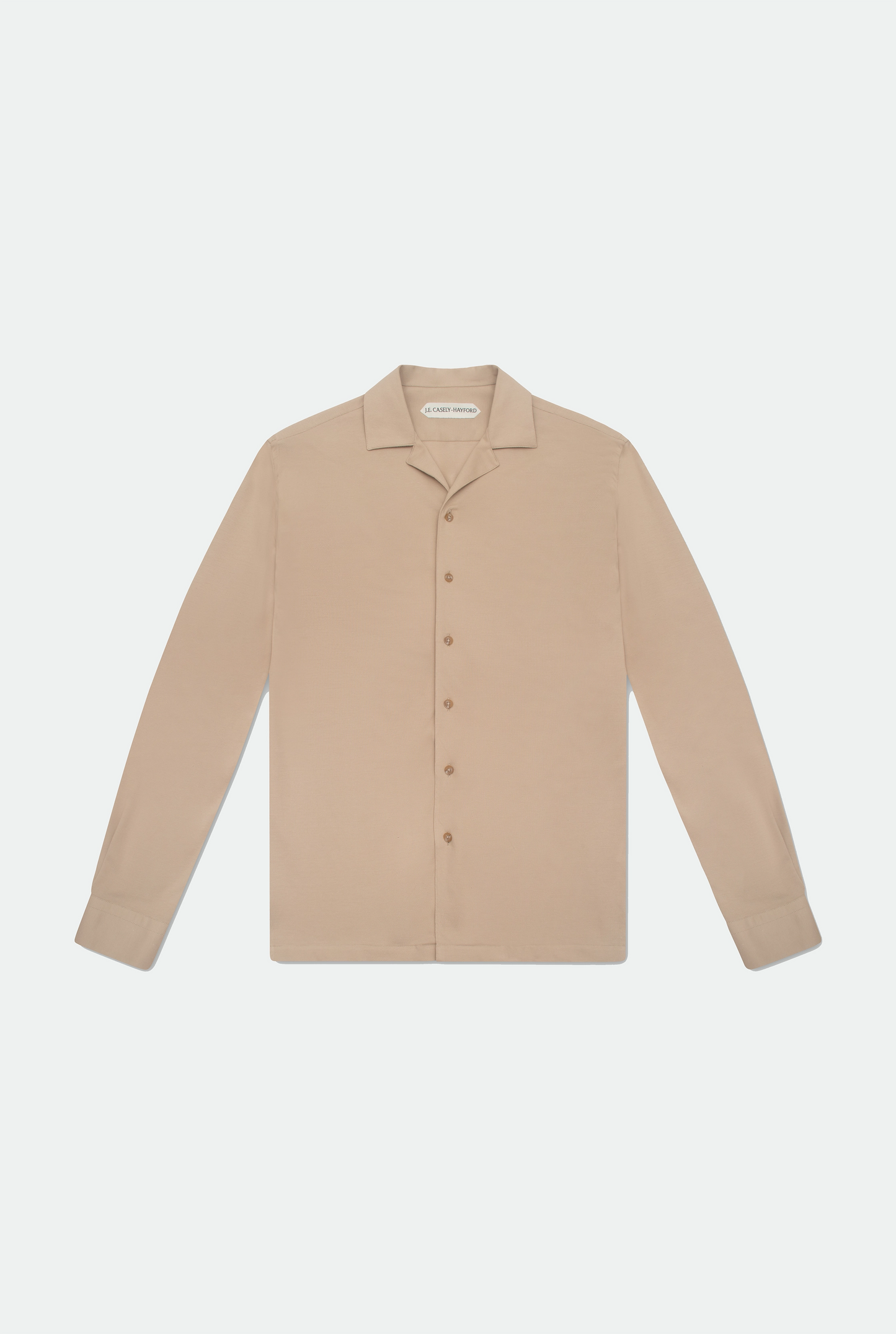 Jax Beige Piqué Camp Collar Cotton Shirt