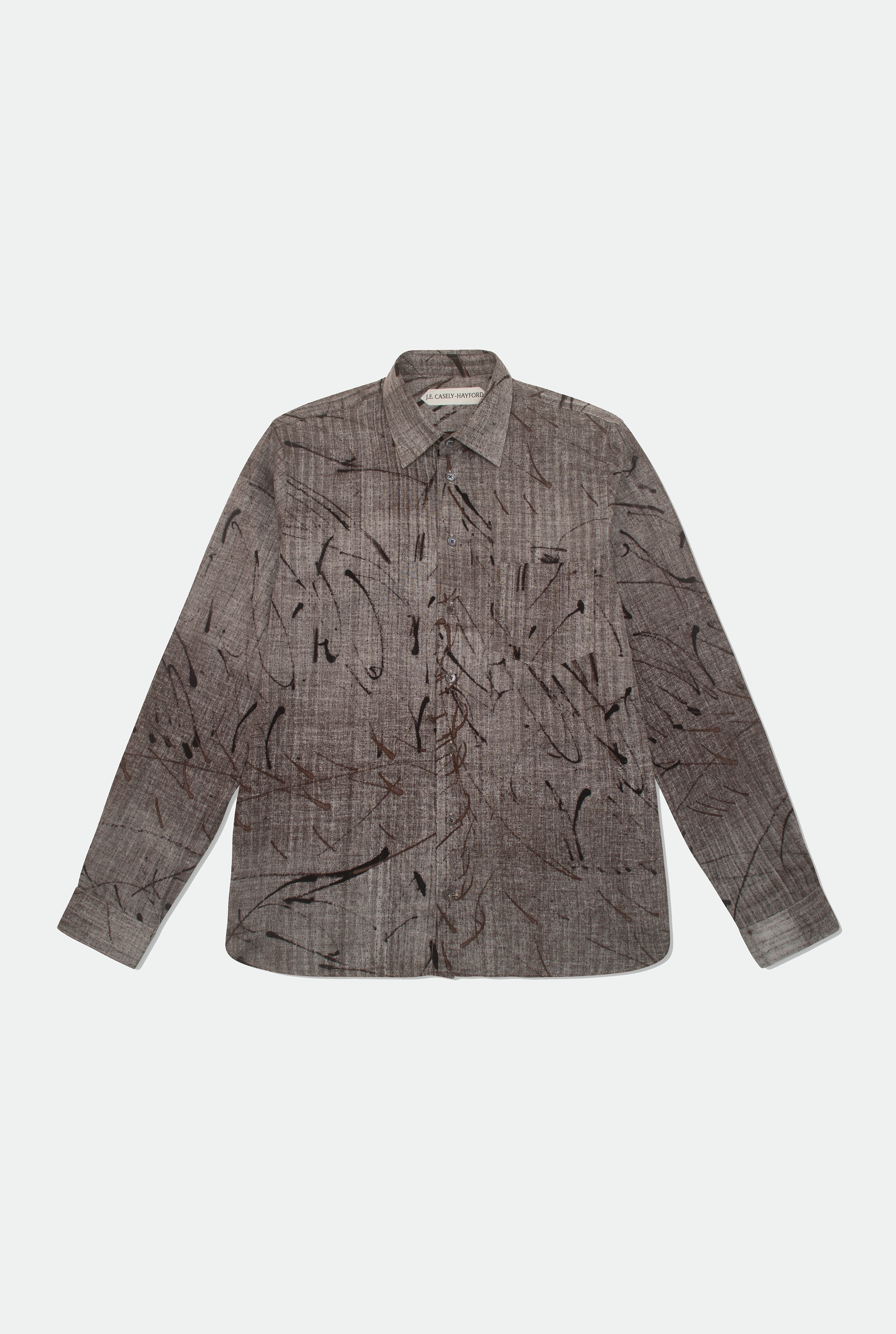 Casely-Hayford Stanway Brown Relaxed Cotton Shirt, product image. 
