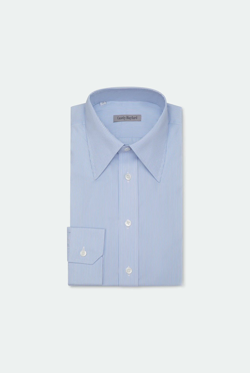 Casely-Hayford Duval Blue Stripe Long Point Collar Cotton Shirt. 