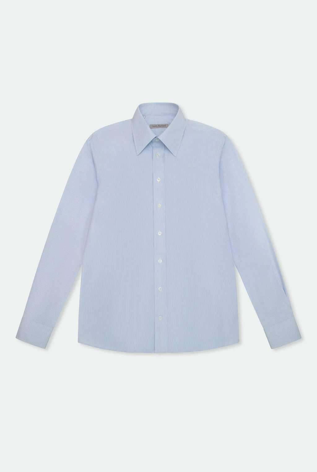Casely-Hayford Duval Blue Stripe Long Point Collar Cotton Shirt. 