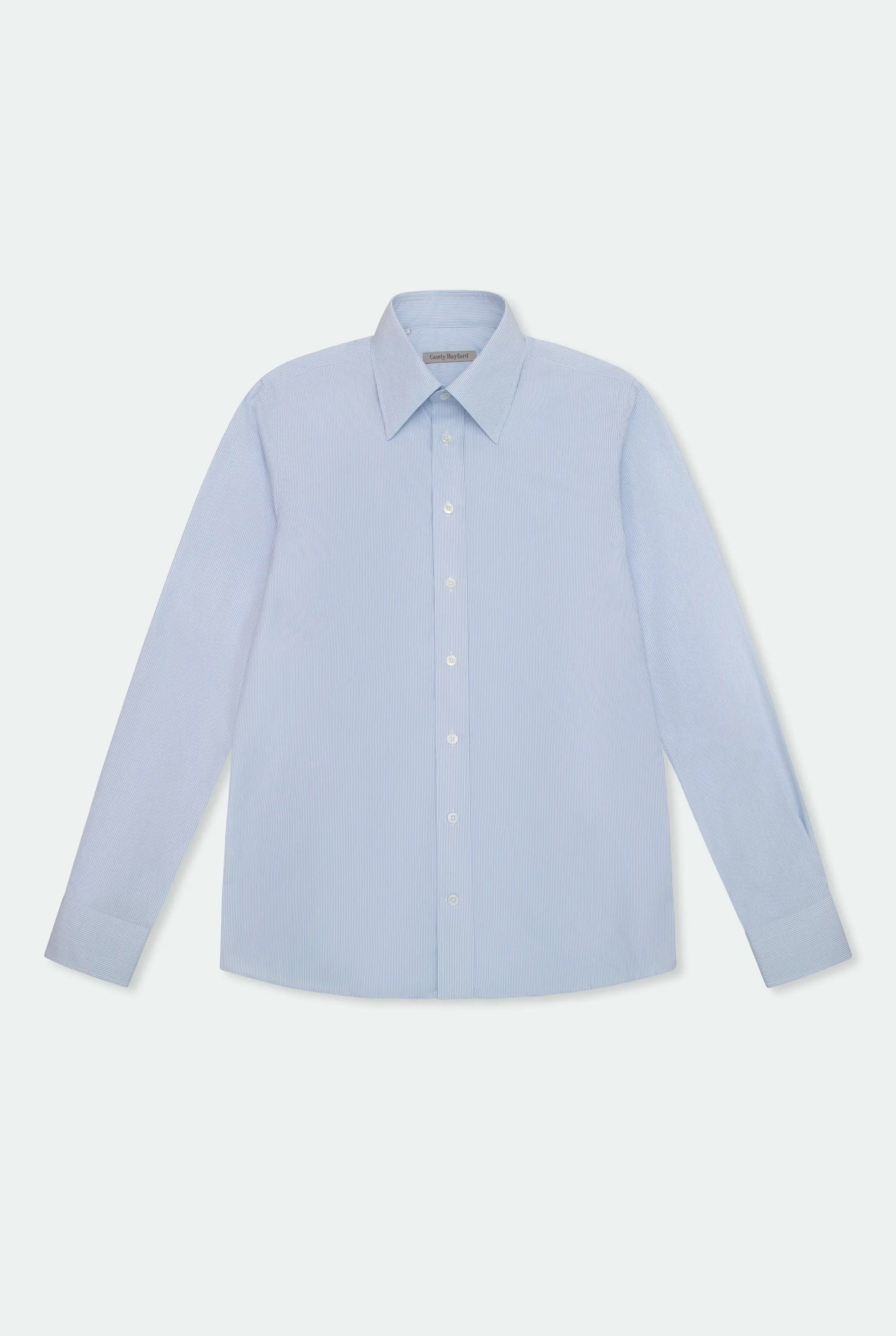 Duval Blue King Collar Pinstripe Cotton Shirt