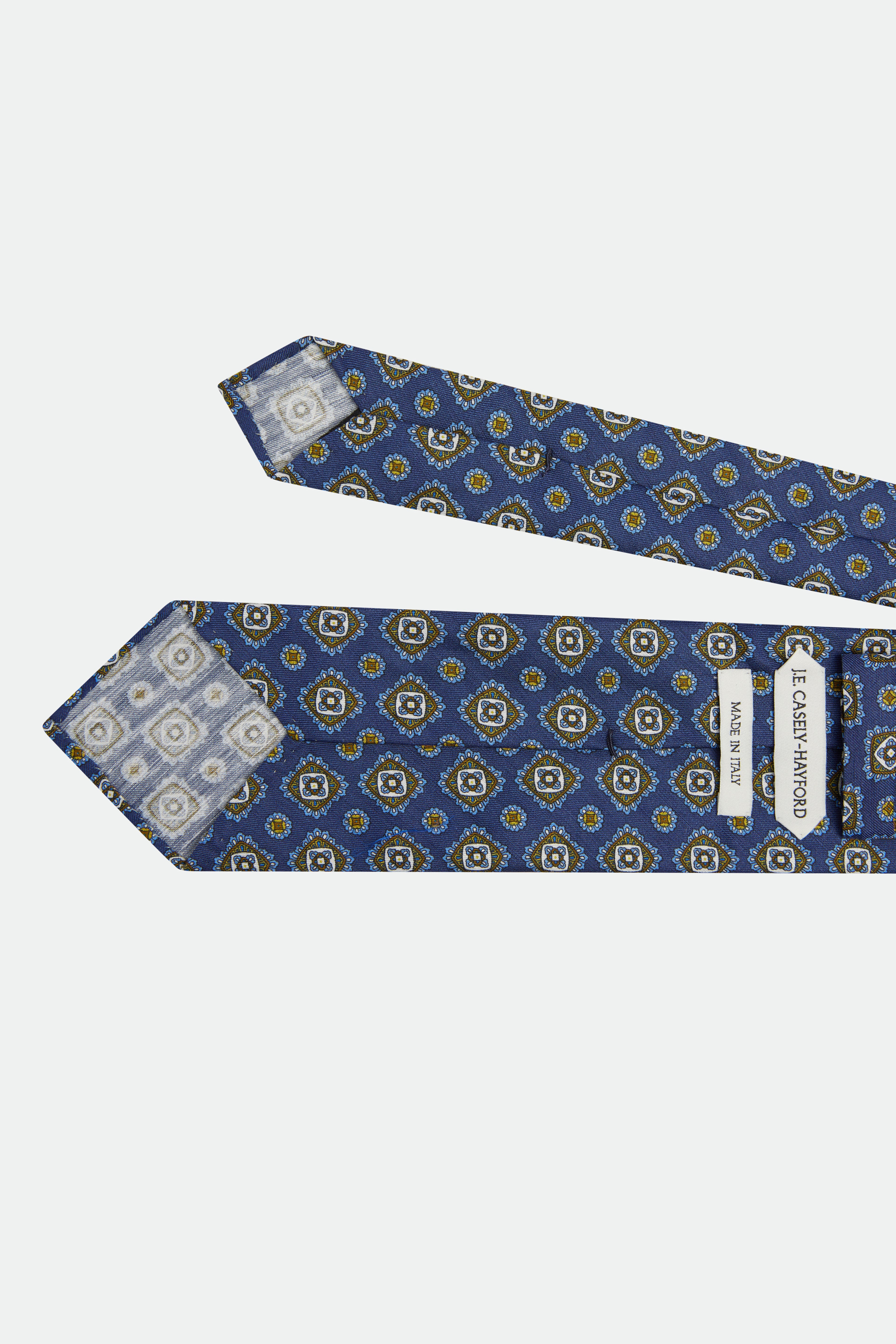 Italian Blue Geometric Silk Tie