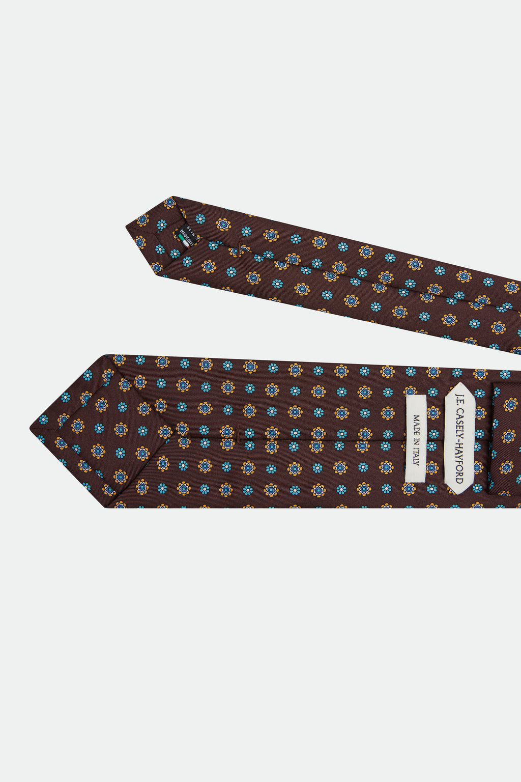 Italian Brown Floral Silk Tie