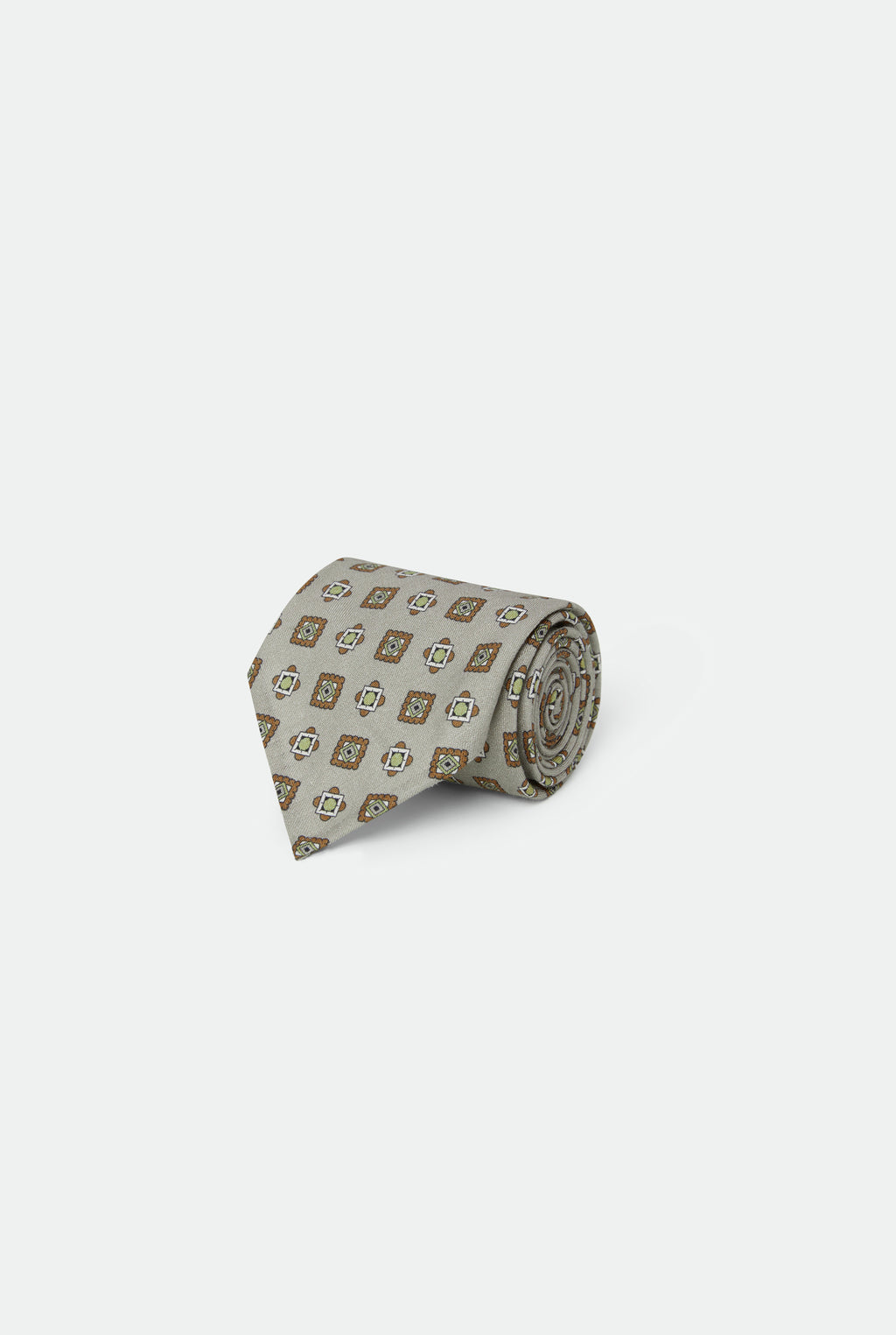 Italian Beige Geometric Silk Tie