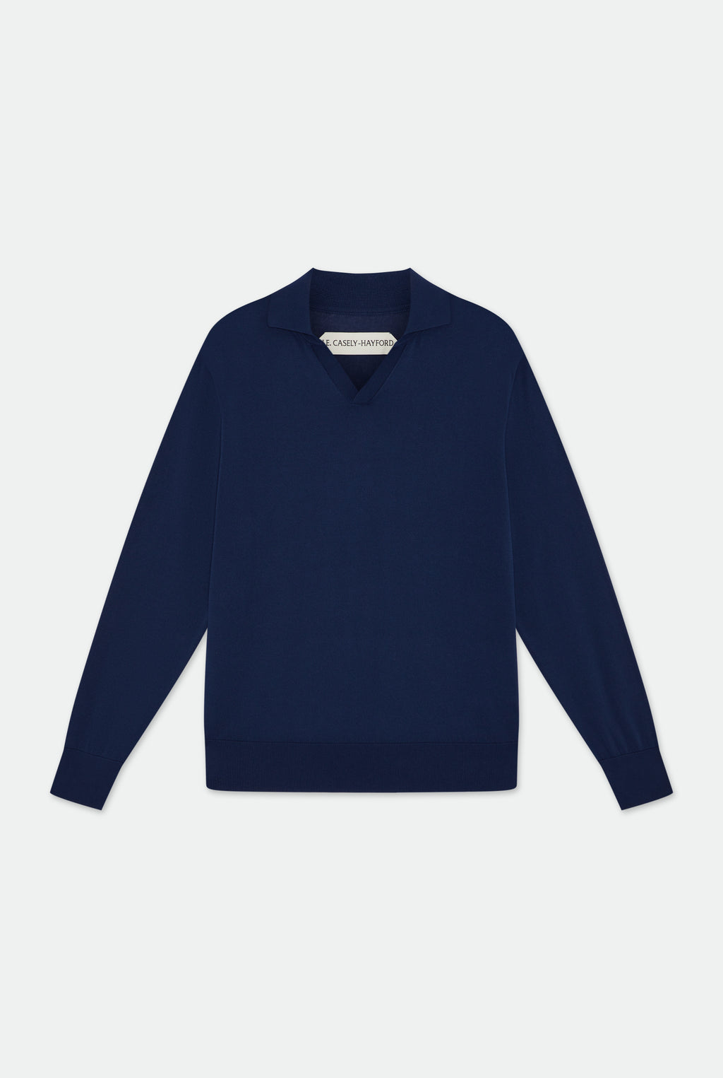 Caleb Deep Blue Open Placket Knitted Polo Shirt