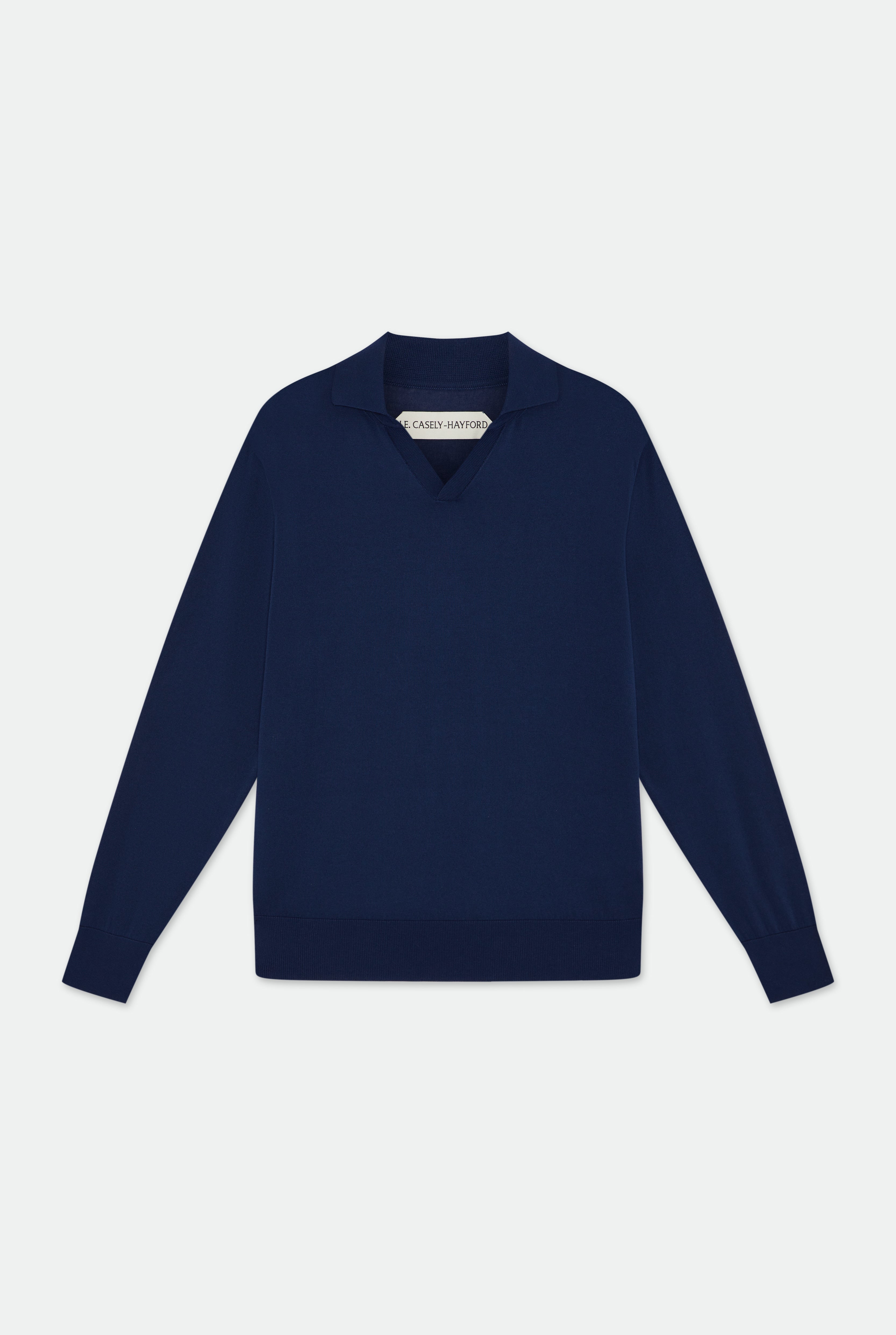 Caleb Deep Blue Open Placket Knitted Polo Shirt