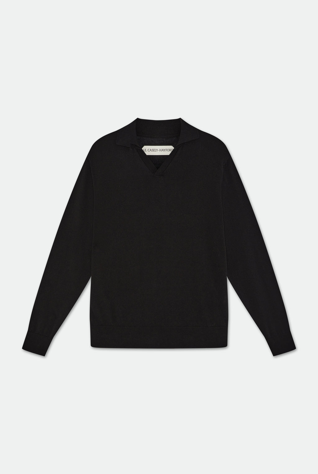 Caleb Black Open Placket Knitted Polo Shirt