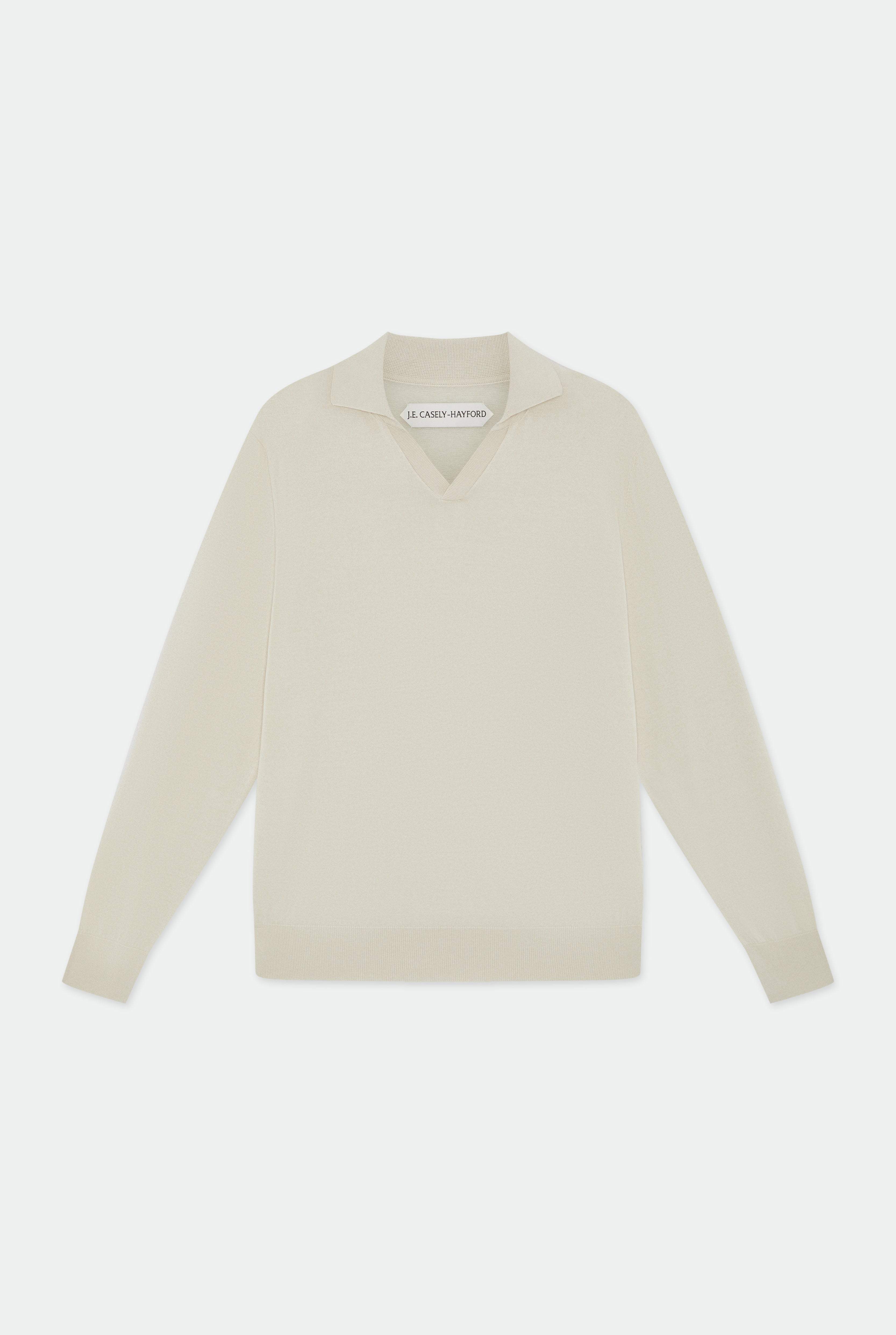 Caleb Ivory Open Placket Knitted Polo Shirt