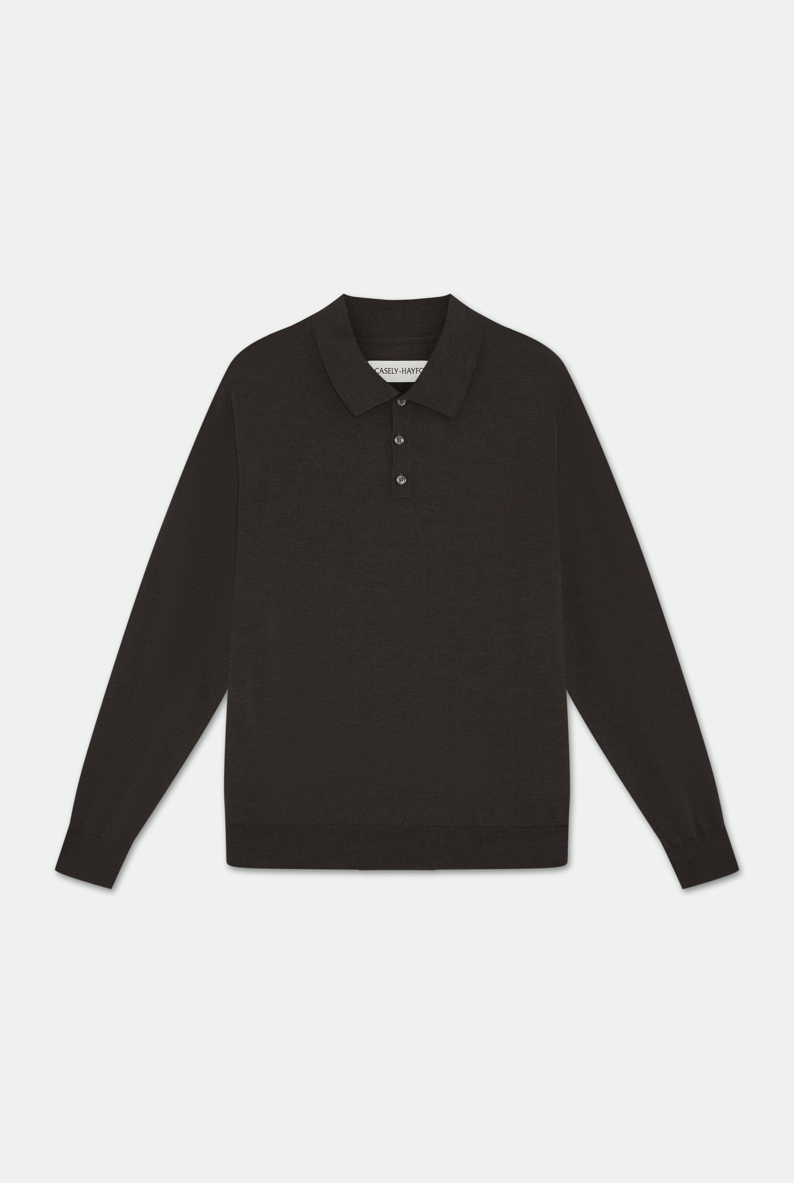 Leo Muted Brown Knitted Merino Wool Polo Shirt