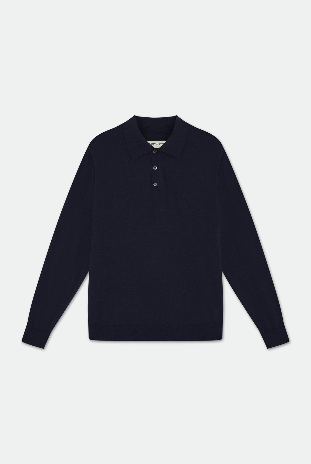 Leo Navy Knitted Polo Merino Wool Shirt