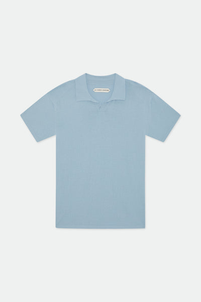 Dami Skye Blue Open Placket Knitted Polo Shirt