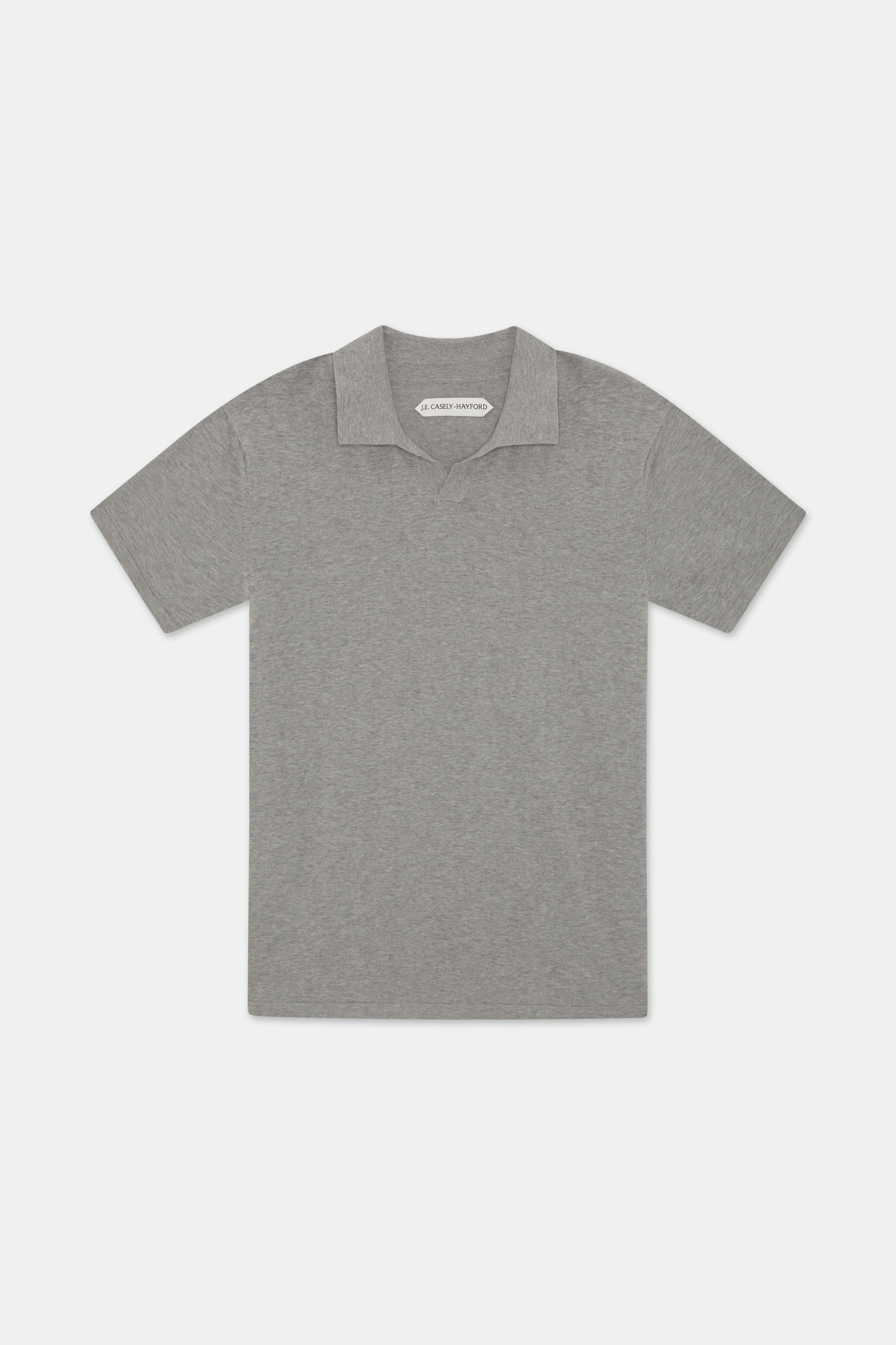 Dami Light Grey Open Placket Knitted Polo Shirt