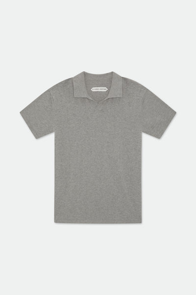 Dami Light Grey Open Placket Knitted Polo Shirt
