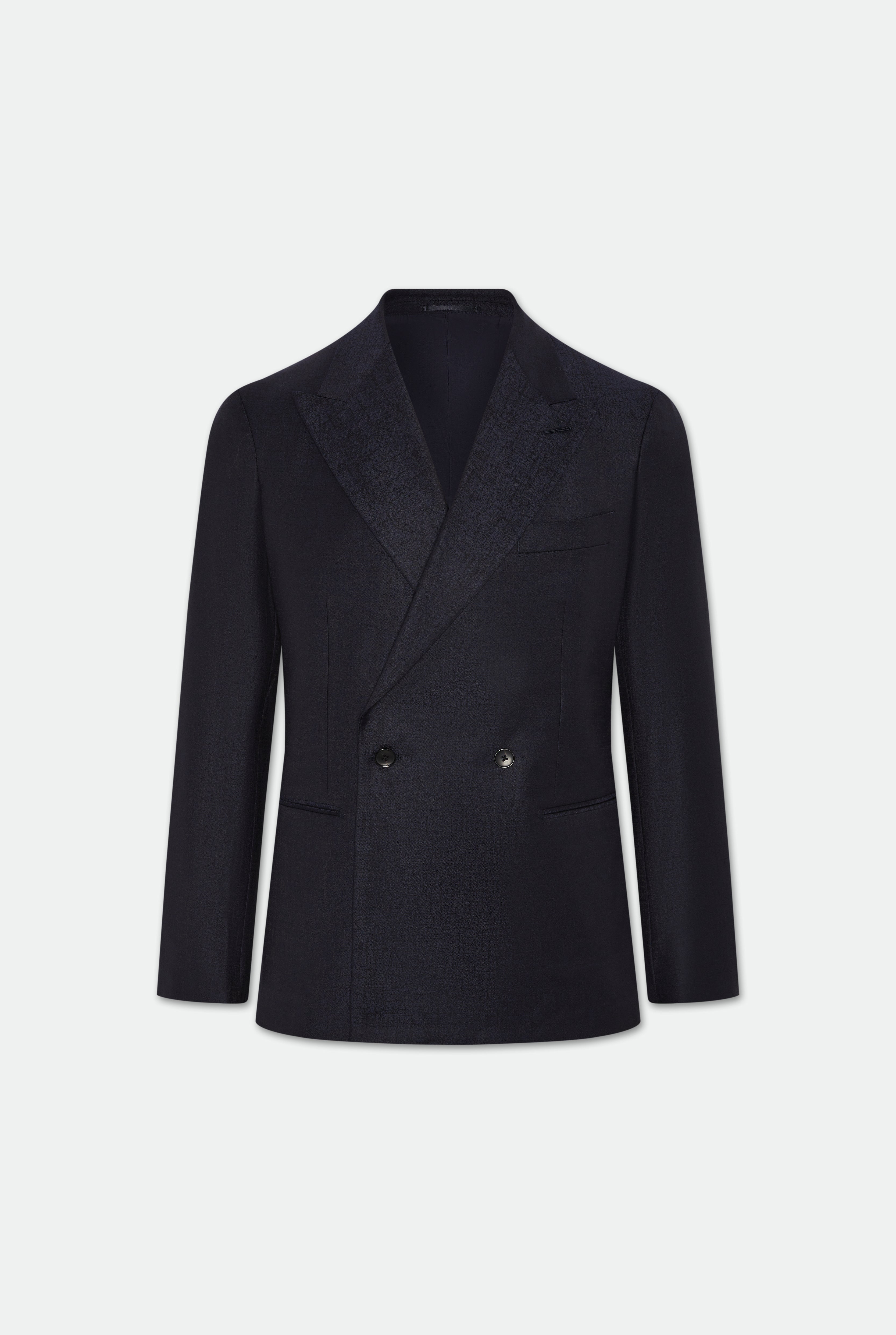 Lakin Navy Jacquard Two Piece Wide Leg Suit