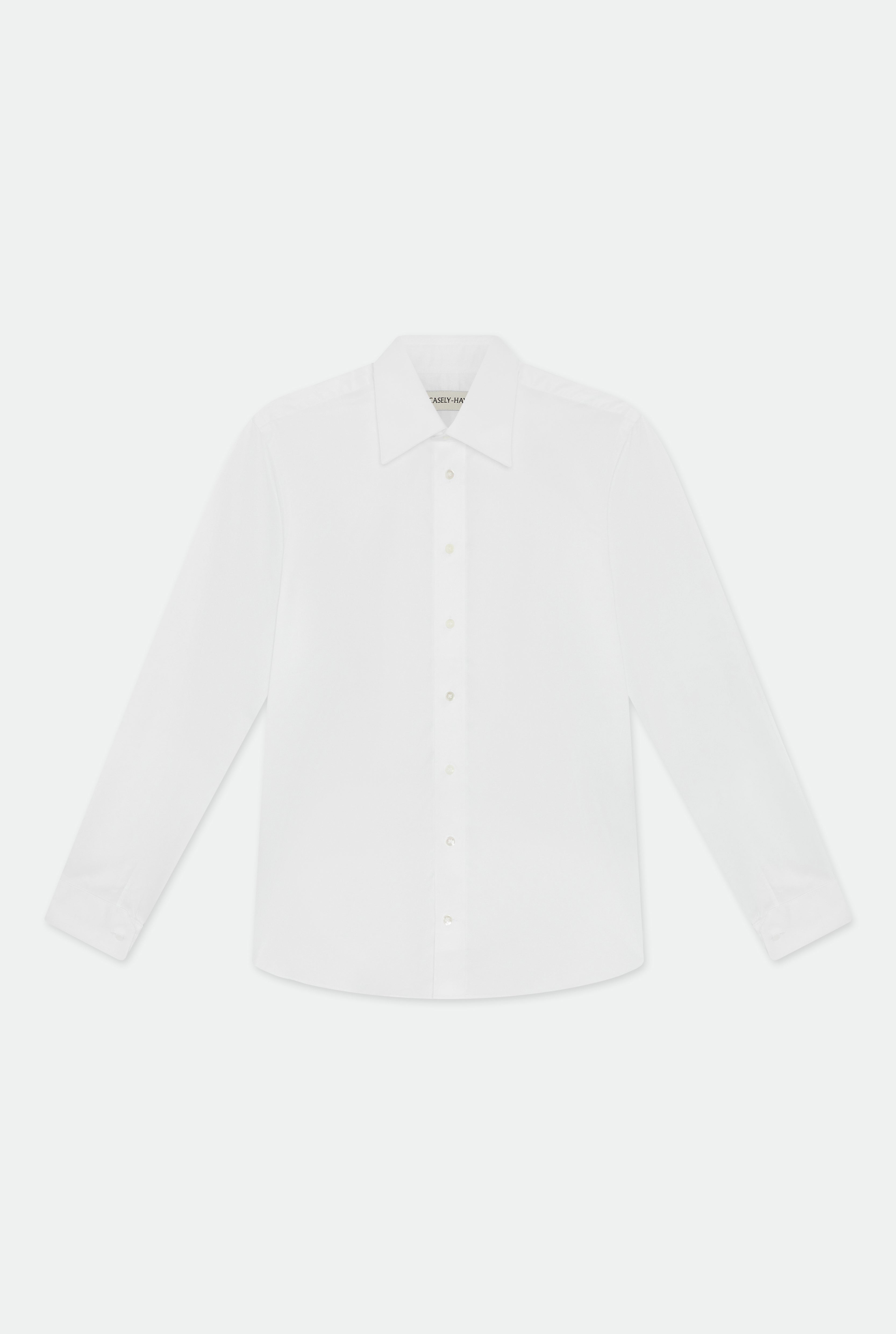 Duval White Long Point Collar Cotton Shirt