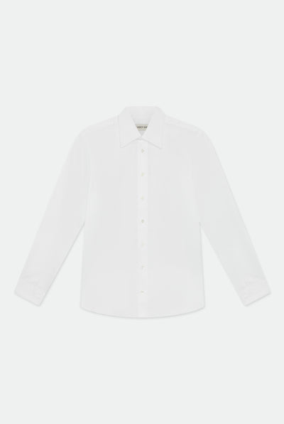 Duval White Long Point Collar Cotton Shirt
