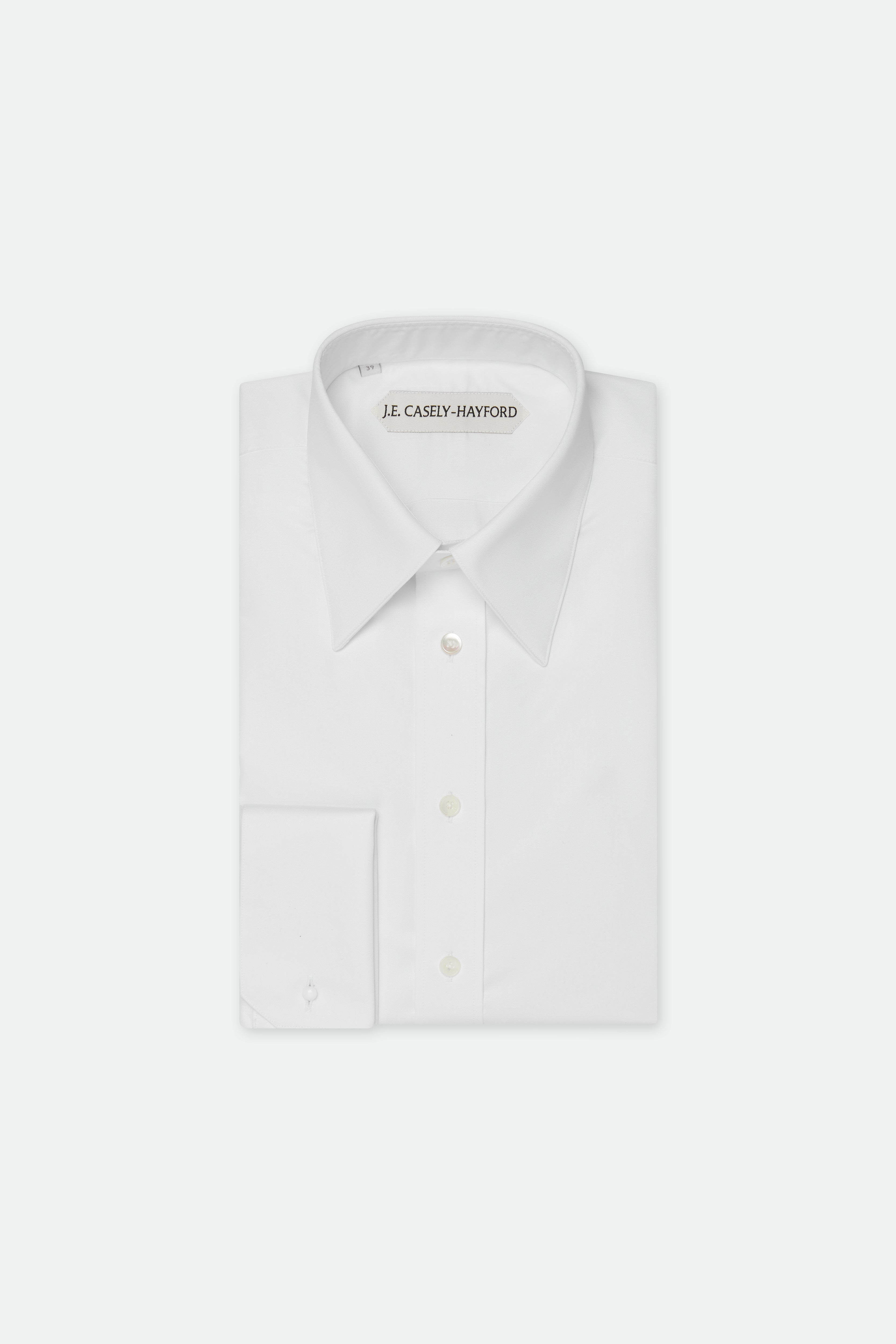Duval White Long Point Collar Cotton Shirt