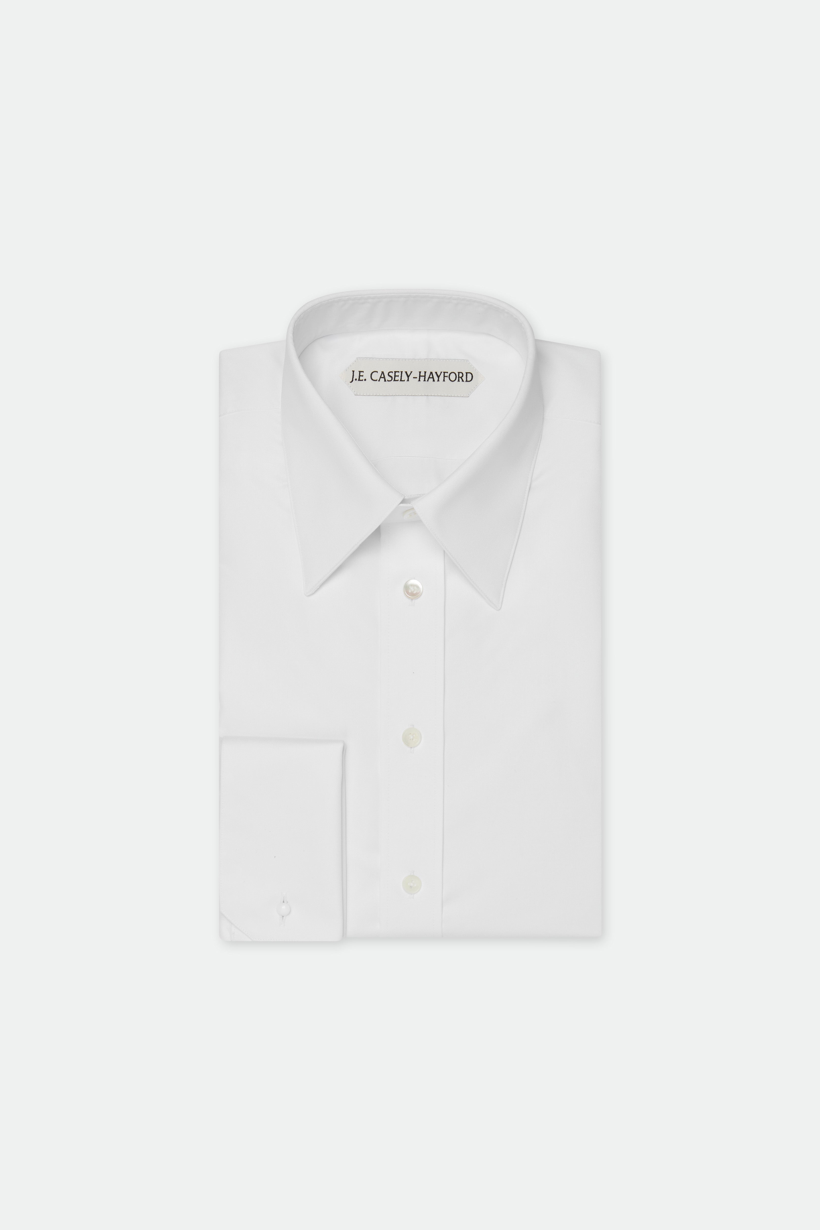 Duval White Long Point Collar Cotton Shirt