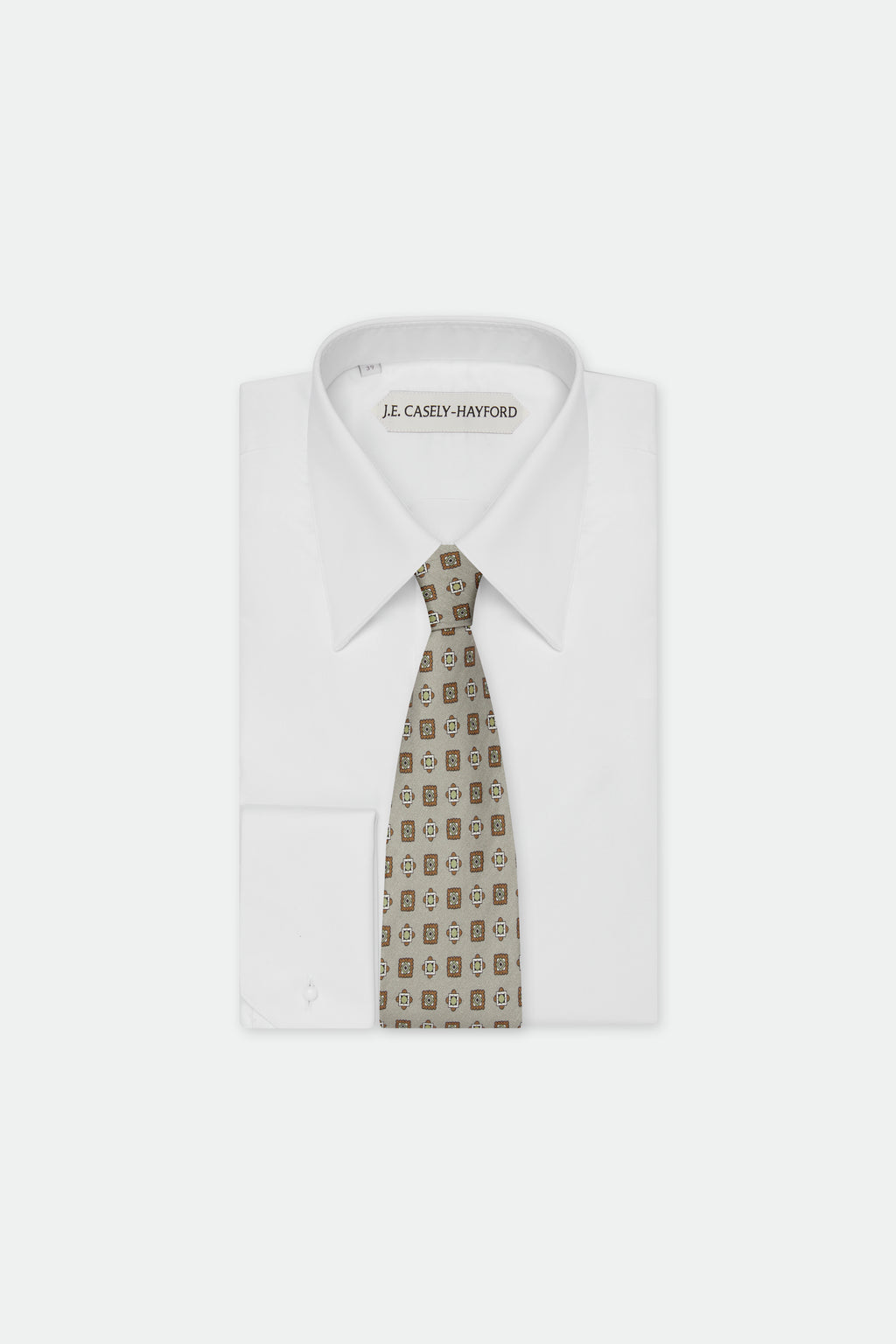 Italian Beige Geometric Silk Tie