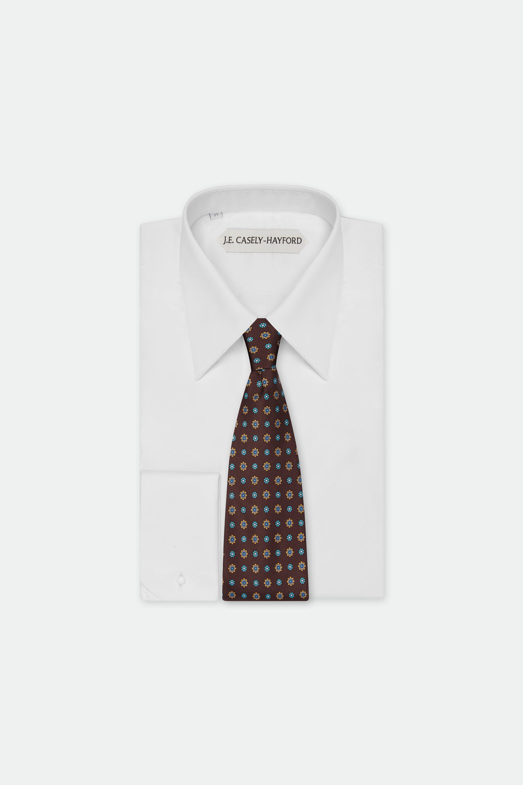 Italian Brown Floral Silk Tie