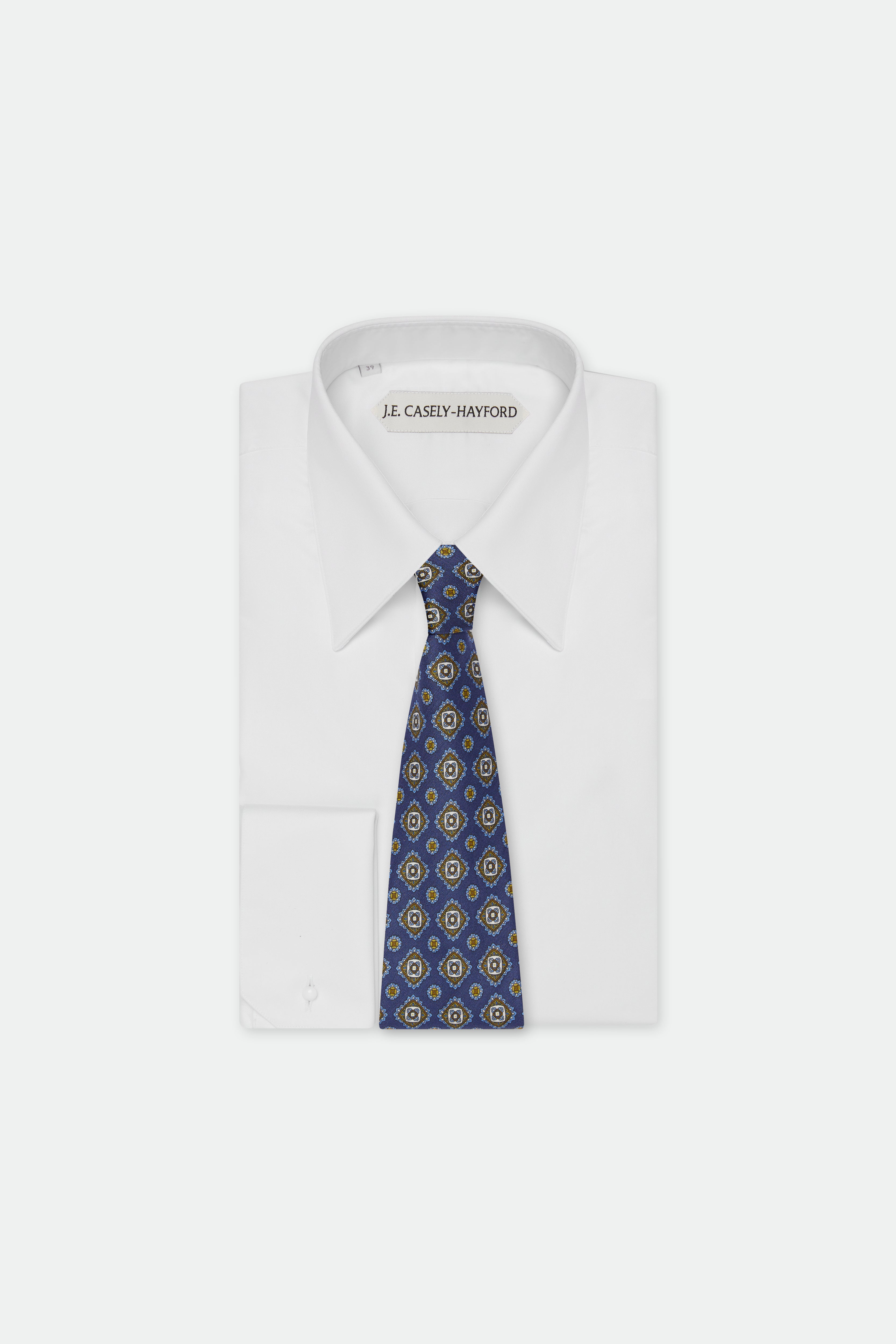Italian Blue Geometric Silk Tie